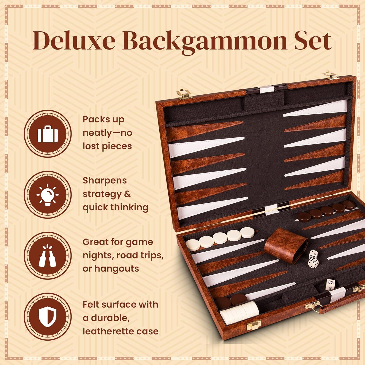Juego de Backgammon Crazy Games Mediano 38 cm con Estuche