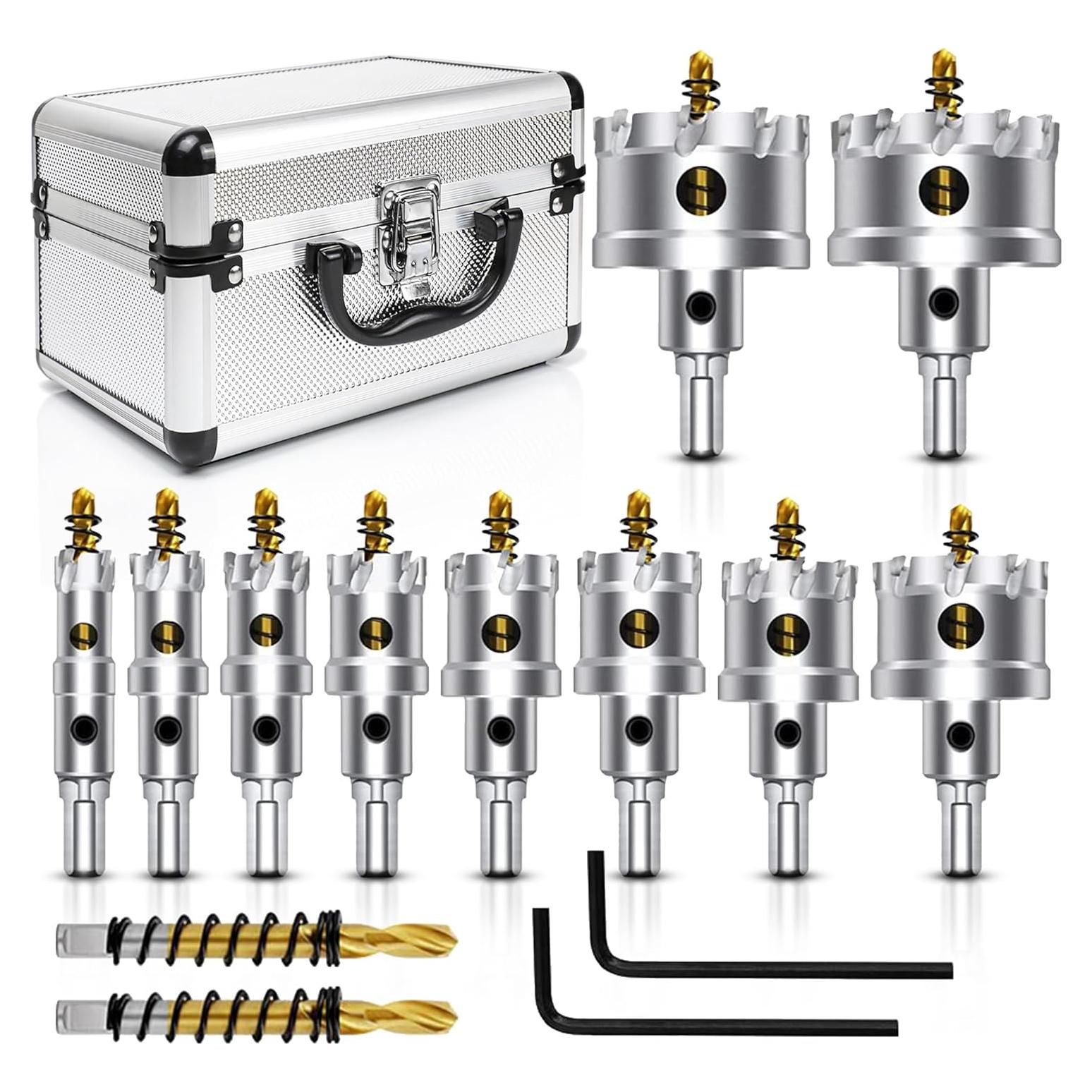 Kit de Brocas de Corona TCT ASNOMY 12 Piezas para Metal Duro