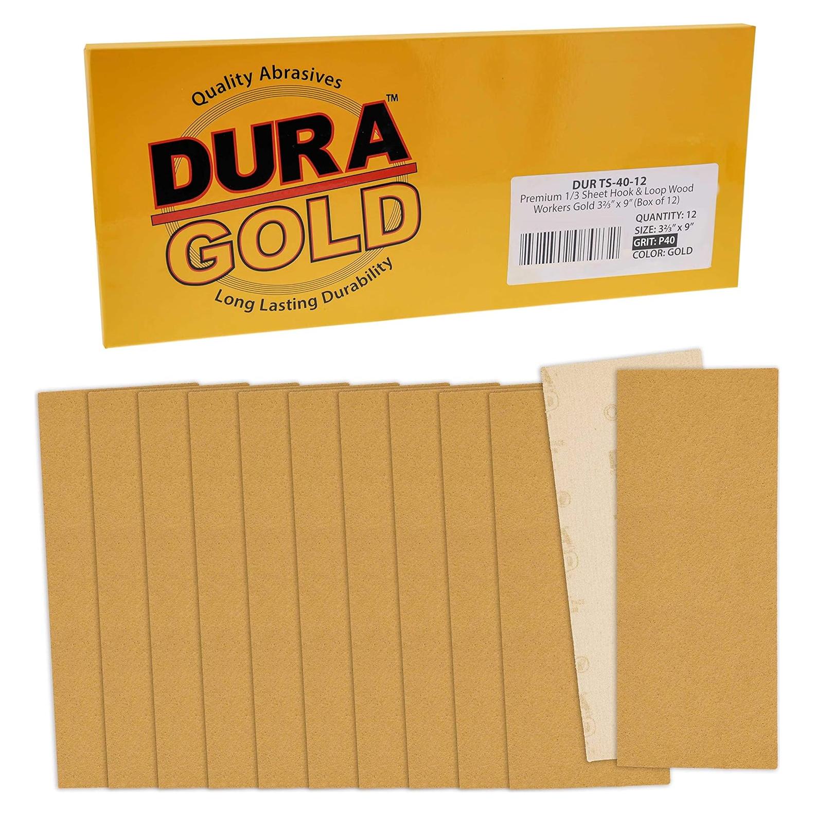 Hojas de Lija Dura-Gold Premium 40 Granos - Caja de 12 Unidades