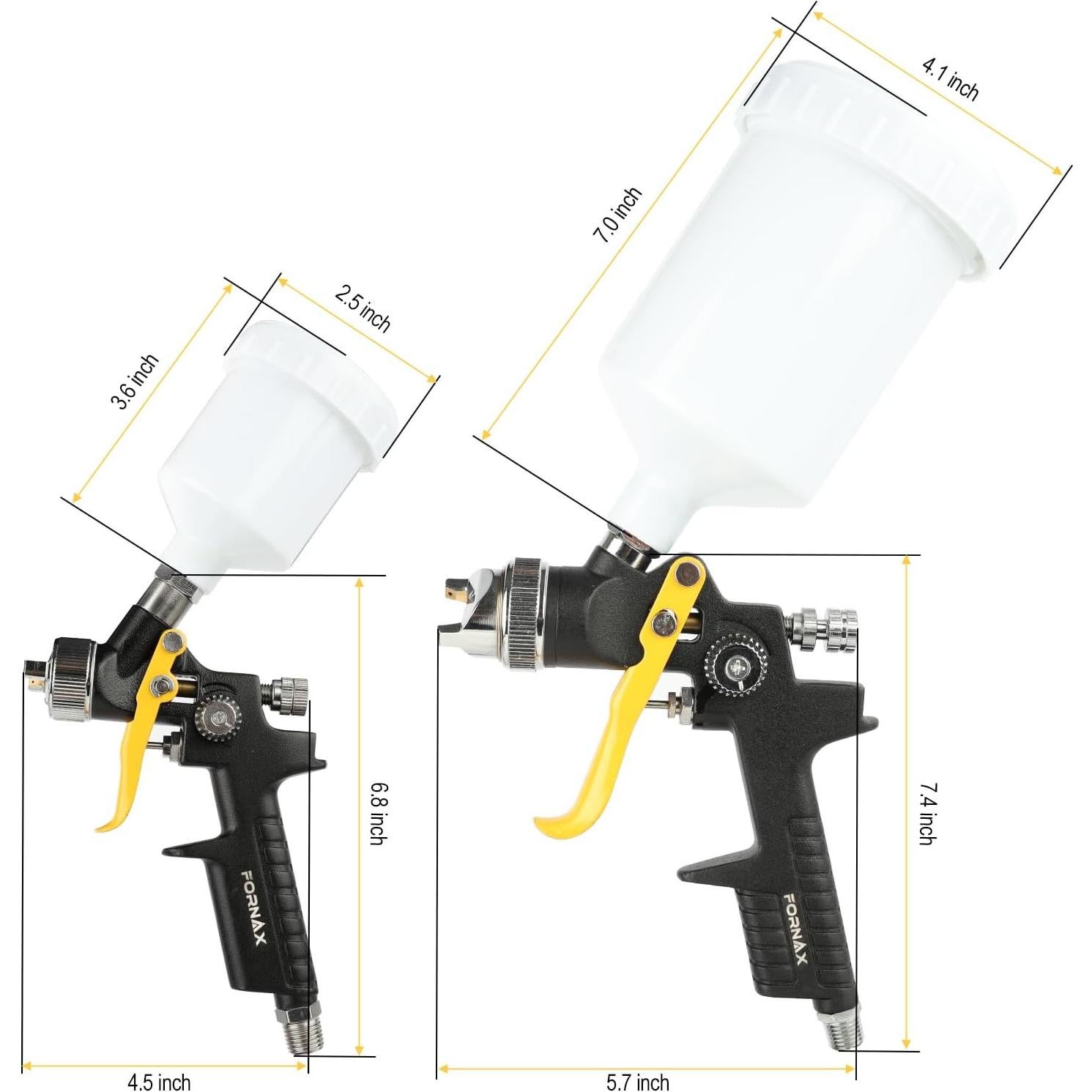 Pistola de Pintura HVLP Fornax ZAK3401 600ml 2 Boquillas