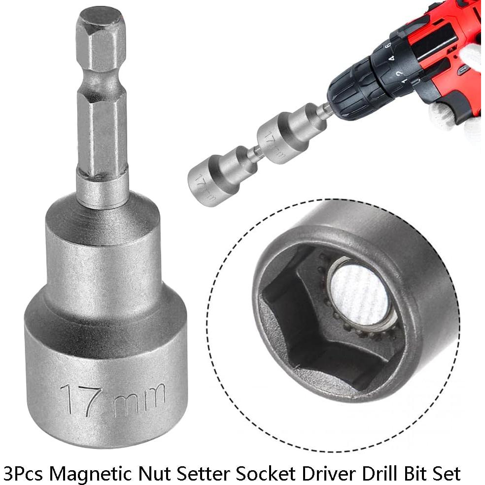 Juego de 3 Piezas Punta de Taladro Magnética 17mm SeonFook