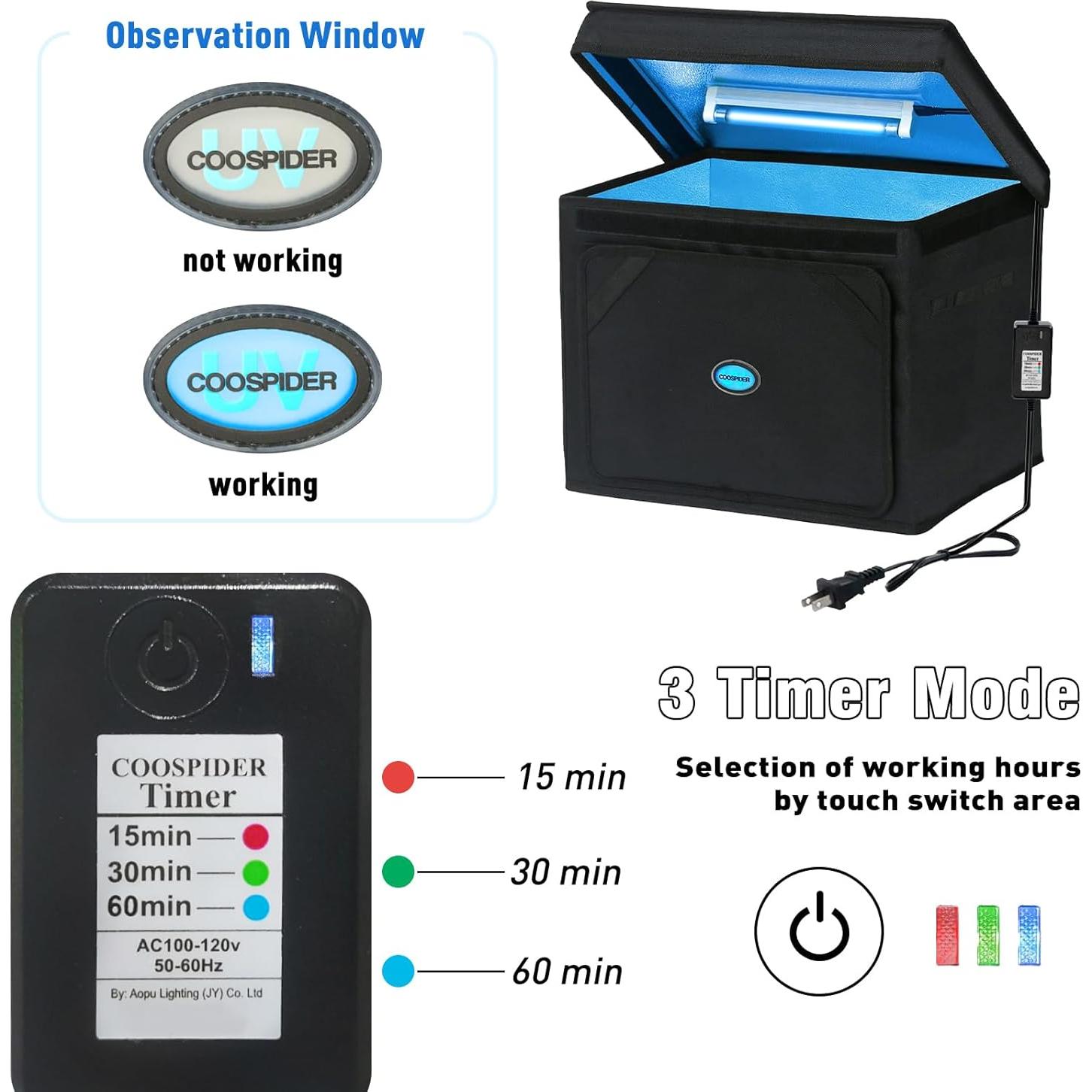 Caja Desinfección UVC con Ozono COOSPIDER 36L Plegable