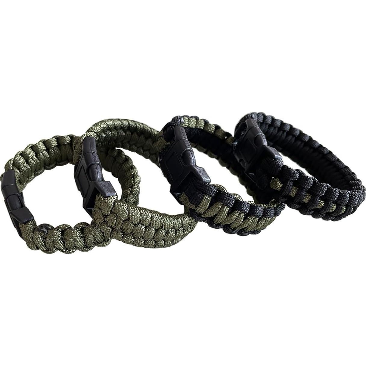 2 Pulseras de Paracord Verde Ejército CIBBALIY 22 cm Tácticas