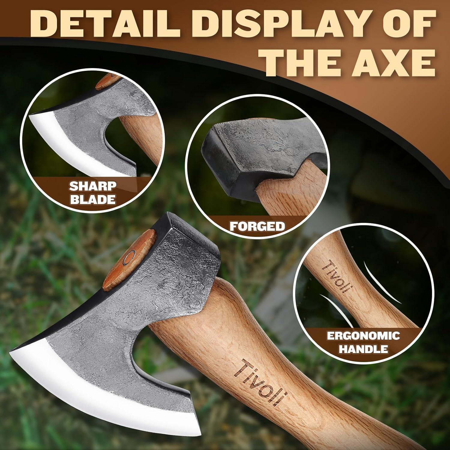 Hacha de Camping TIVOLI 15" Acero Carbono Mango Fresno