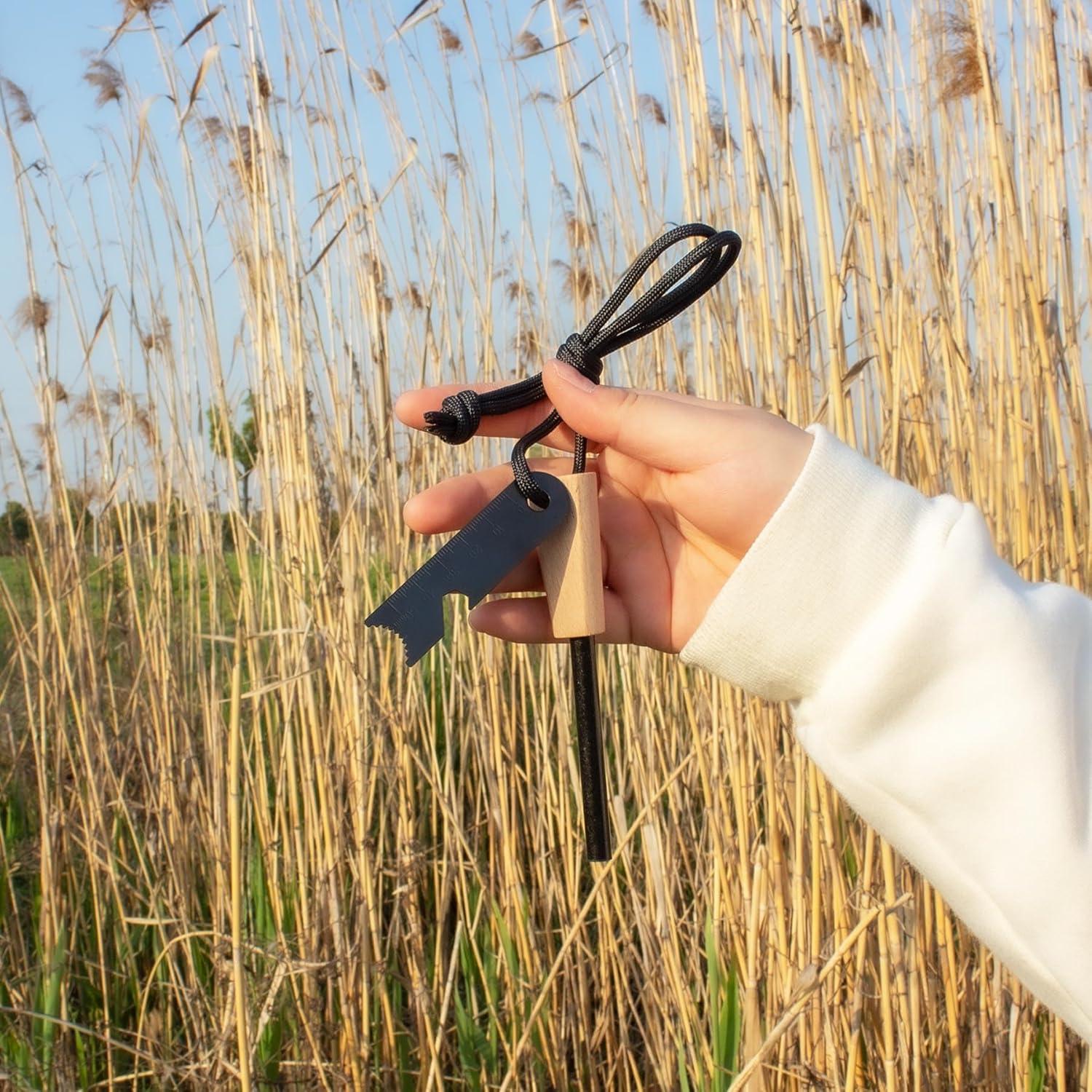 Encendedor de Fuego ULTLAT 2 Paquetes con Paracord y Herramienta 6-en-1