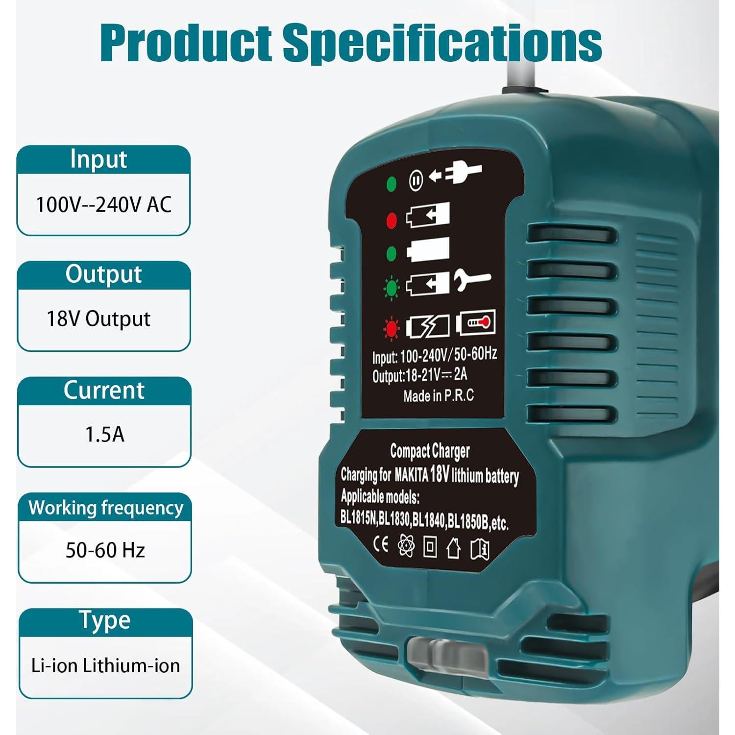 Cargador de Batería Litio Makita 18V HXTMOJU Mini Compacto