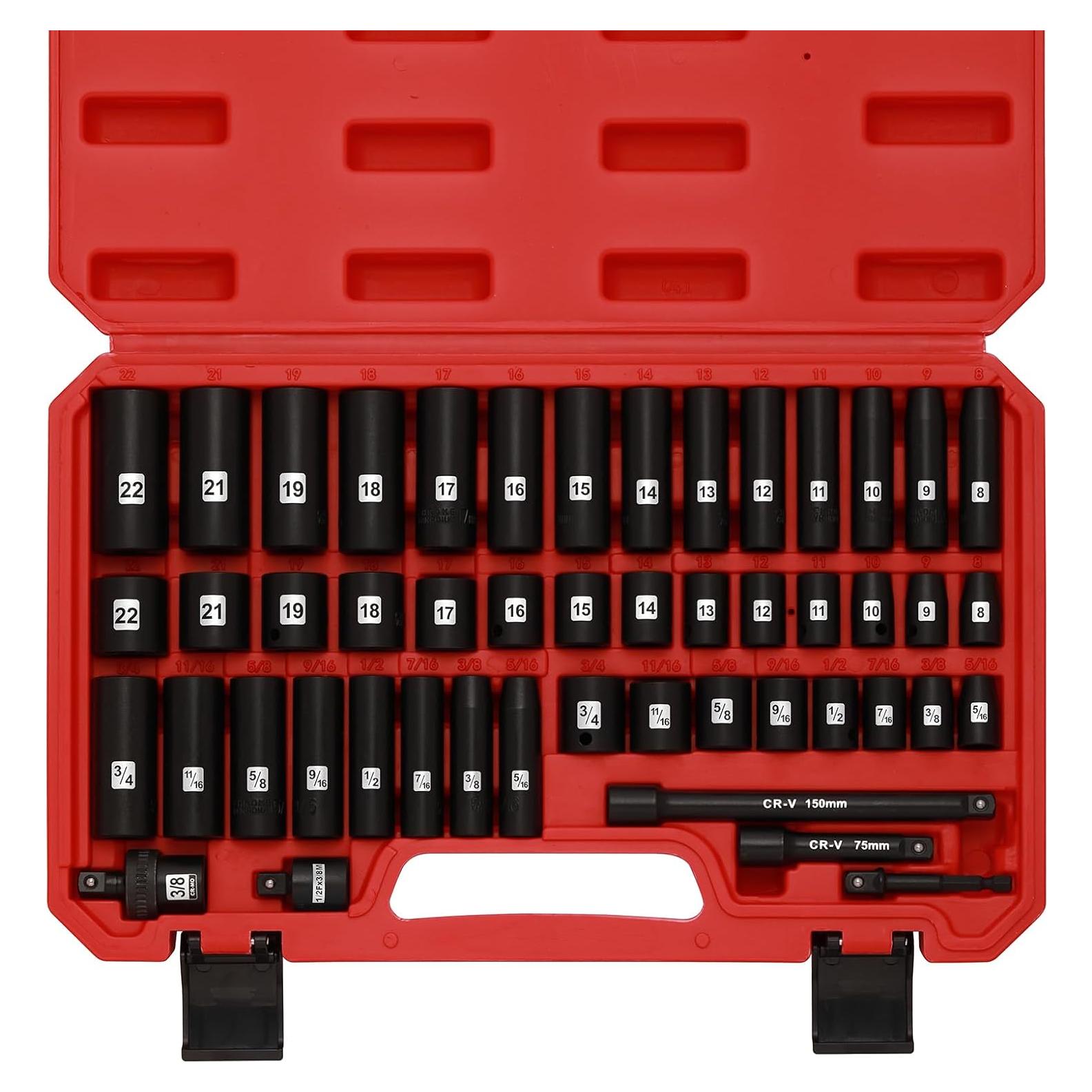 Juego de Enchufes de Impacto EMENTOL 49 Piezas 3/8"