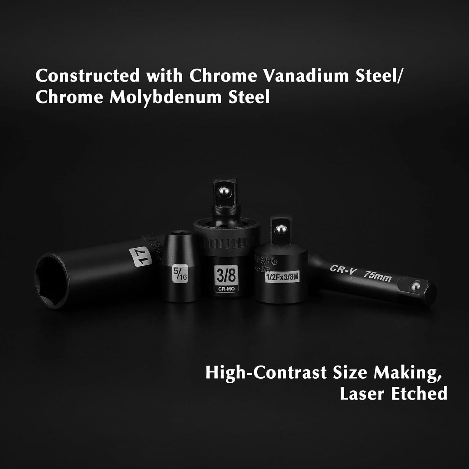 Juego de Enchufes de Impacto EMENTOL 49 Piezas 3/8"