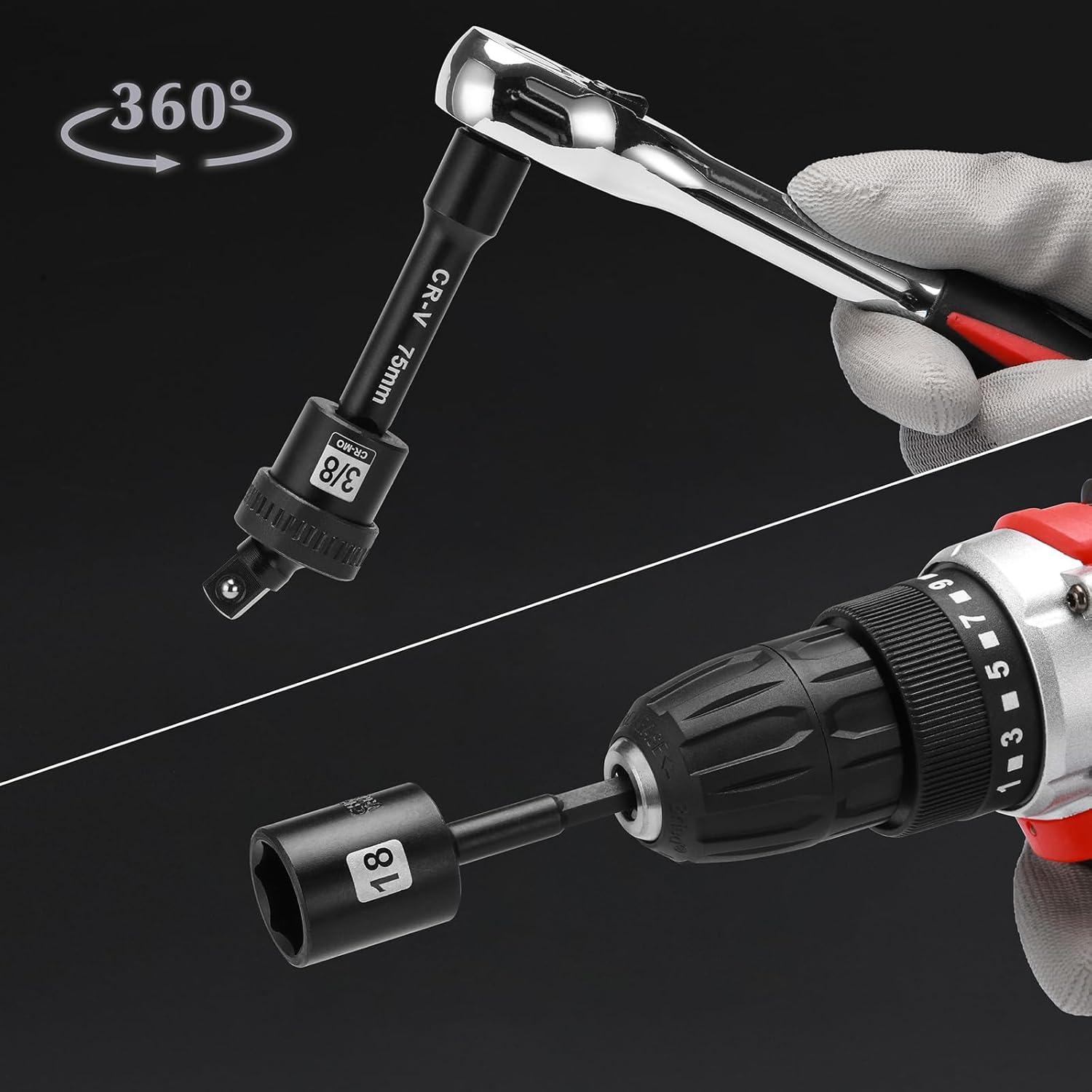 Juego de Enchufes de Impacto EMENTOL 49 Piezas 3/8"