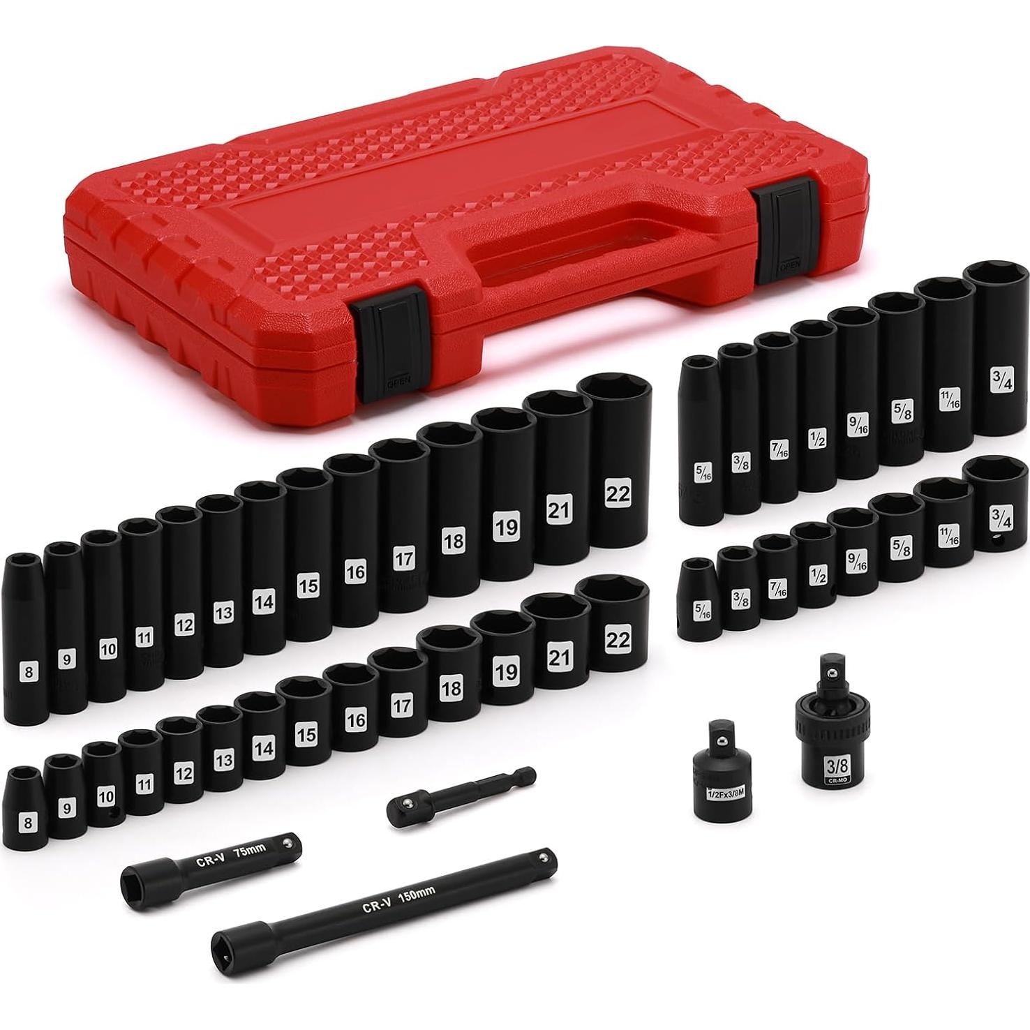 Juego de Enchufes de Impacto EMENTOL 49 Piezas 3/8"