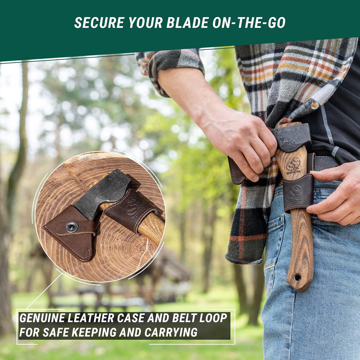 Hacha de Tallado BeaverCraft AX1 - Acero Forjado, Mango de Fresno