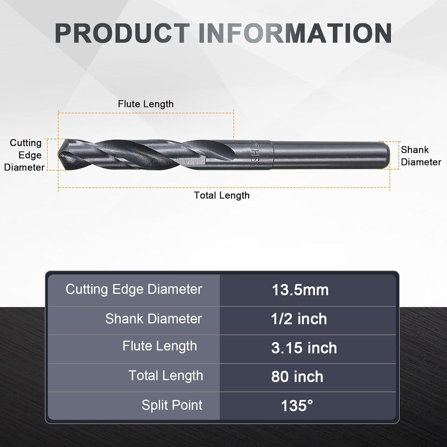 Broca HSS 13.5mm uxcell Mango Reducido Nitrurado Negro