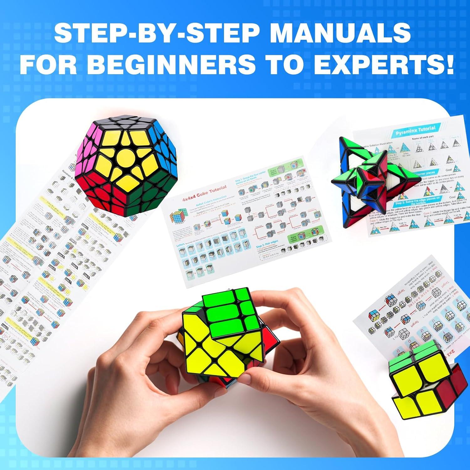 Juego de 5 Cubos Mágicos Qiyi 2x2 3x3 4x4 y Pirámide