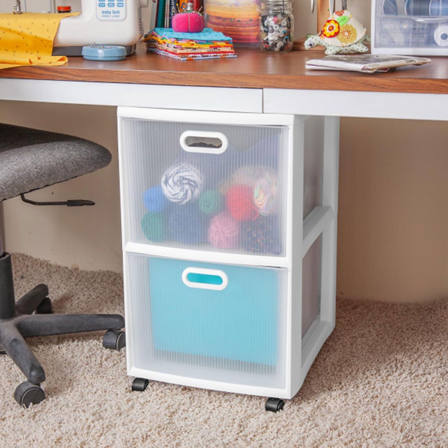 Carro de Almacenamiento Sterilite 2 Cajones con Ruedas Blanco