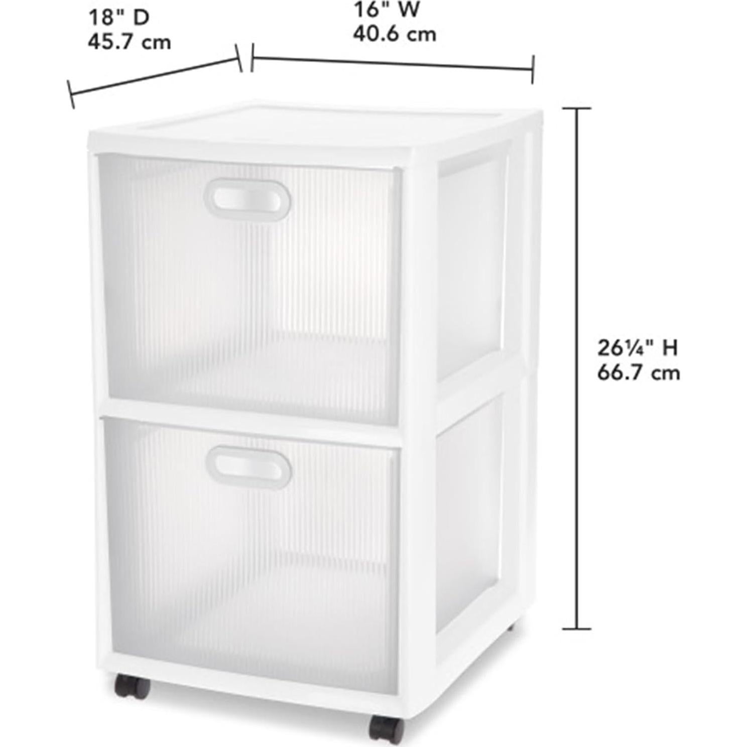 Carro de Almacenamiento Sterilite 2 Cajones con Ruedas Blanco