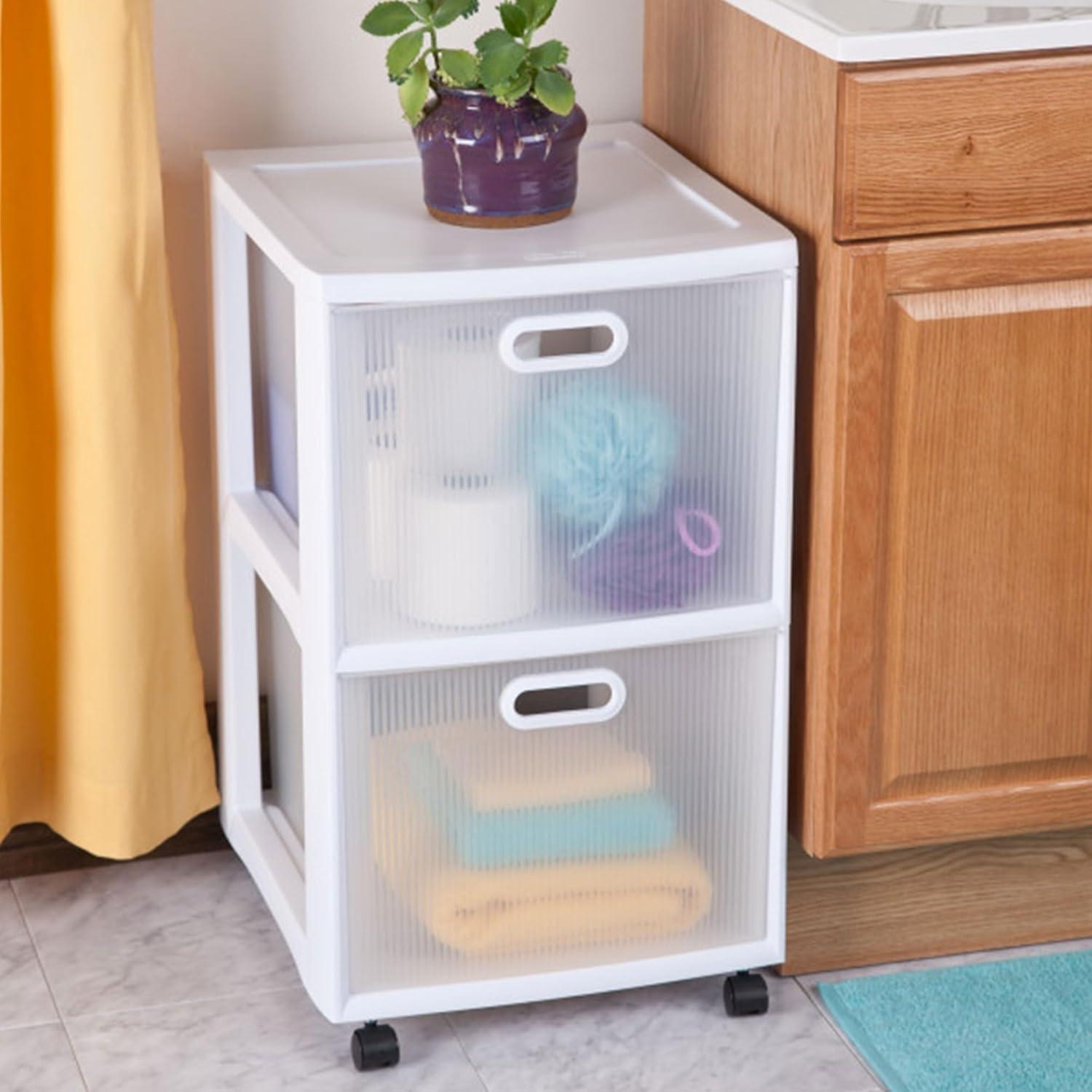 Carro de Almacenamiento Sterilite 2 Cajones con Ruedas Blanco