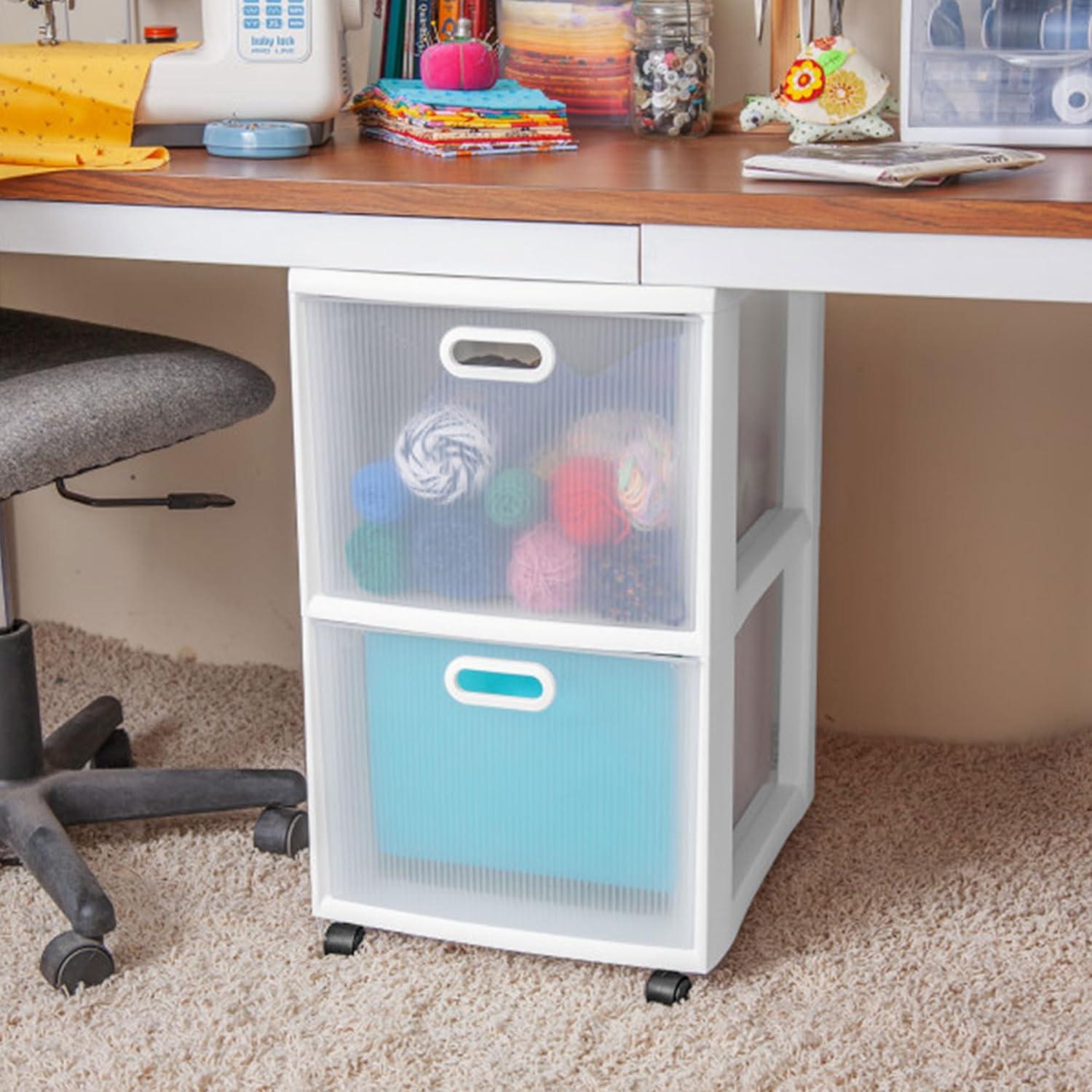 Carro de Almacenamiento Sterilite 2 Cajones con Ruedas Blanco