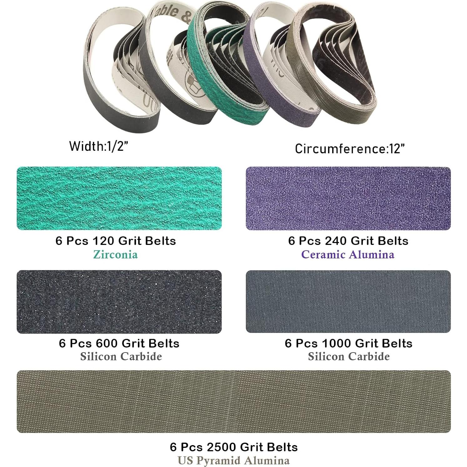 30 Cintas de Afilado 1.27x30.48 cm Work Sharp Granos Variados