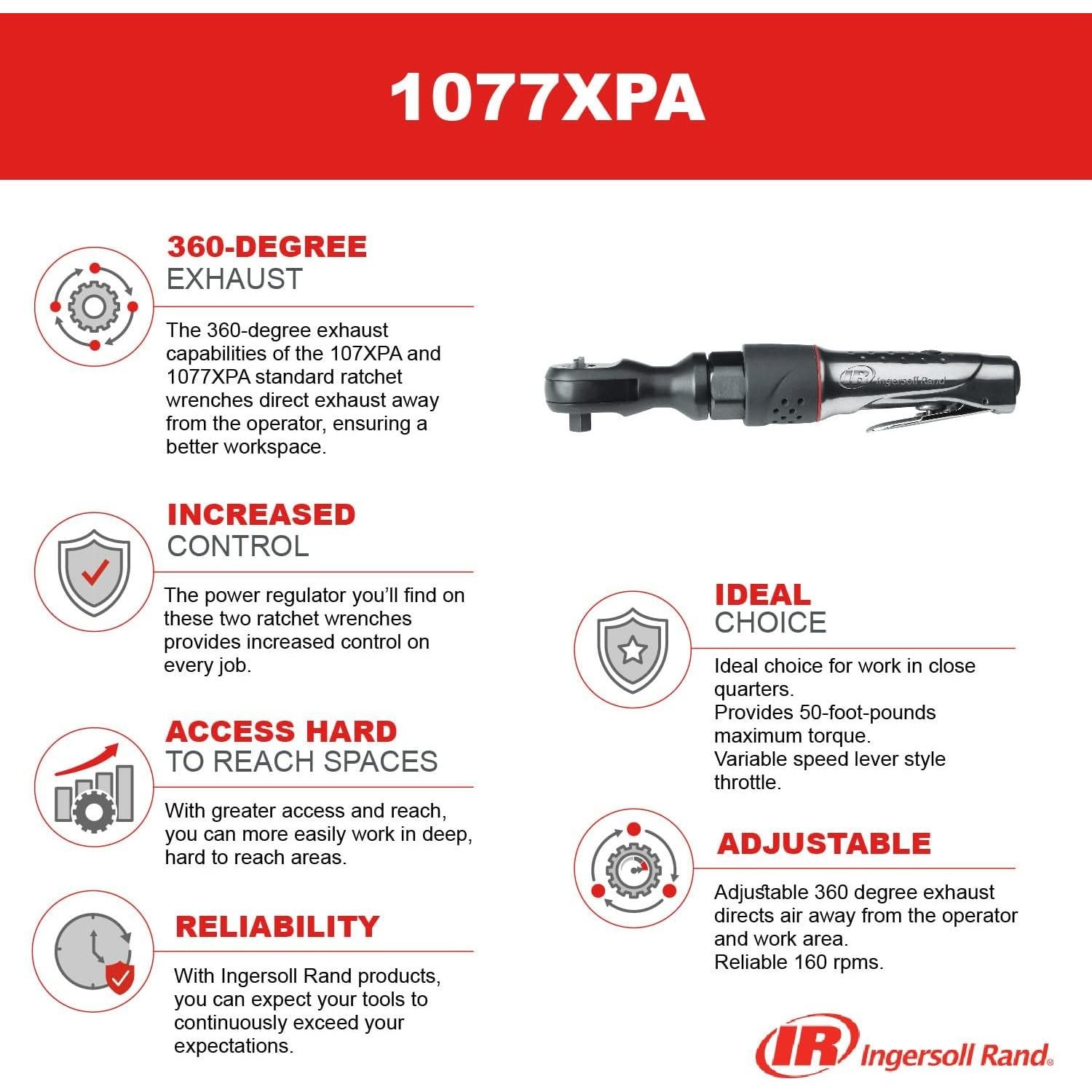 Llave de Carraca Neumática Ingersoll Rand 1077XPA 1/2" 73 Nm
