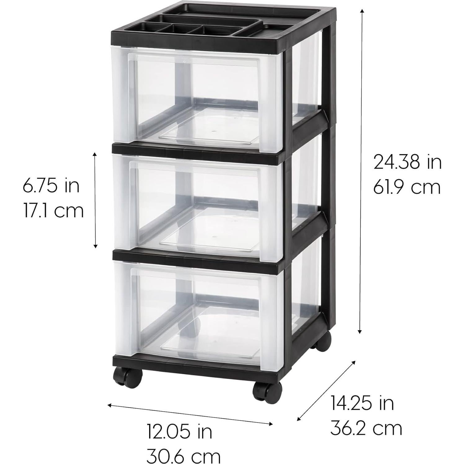 Carro Organizador de Cajones de Plástico IRIS USA, 3 Cajones