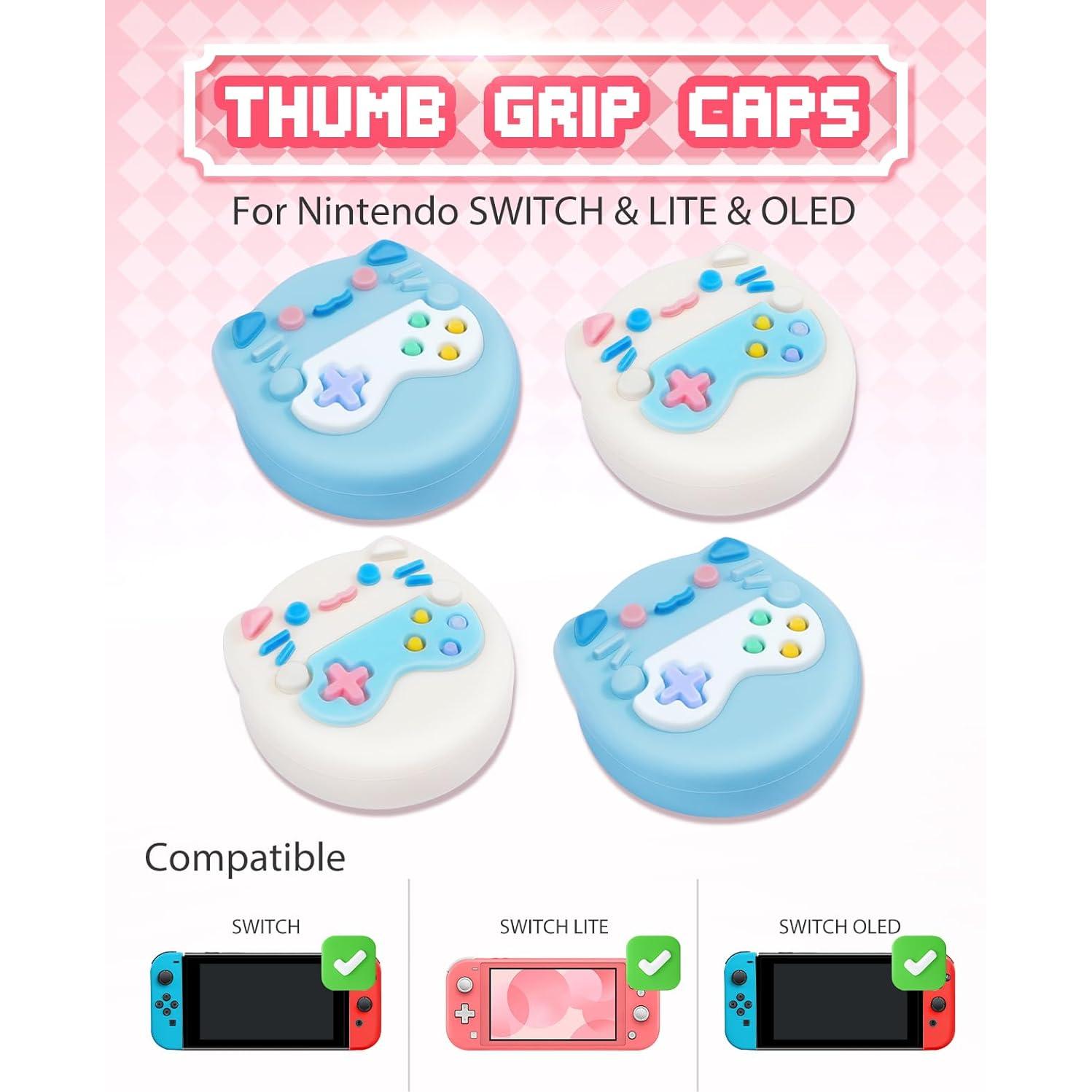 4 Tapas de Pulgar Silicona Gato Lotadilo para Nintendo Switch