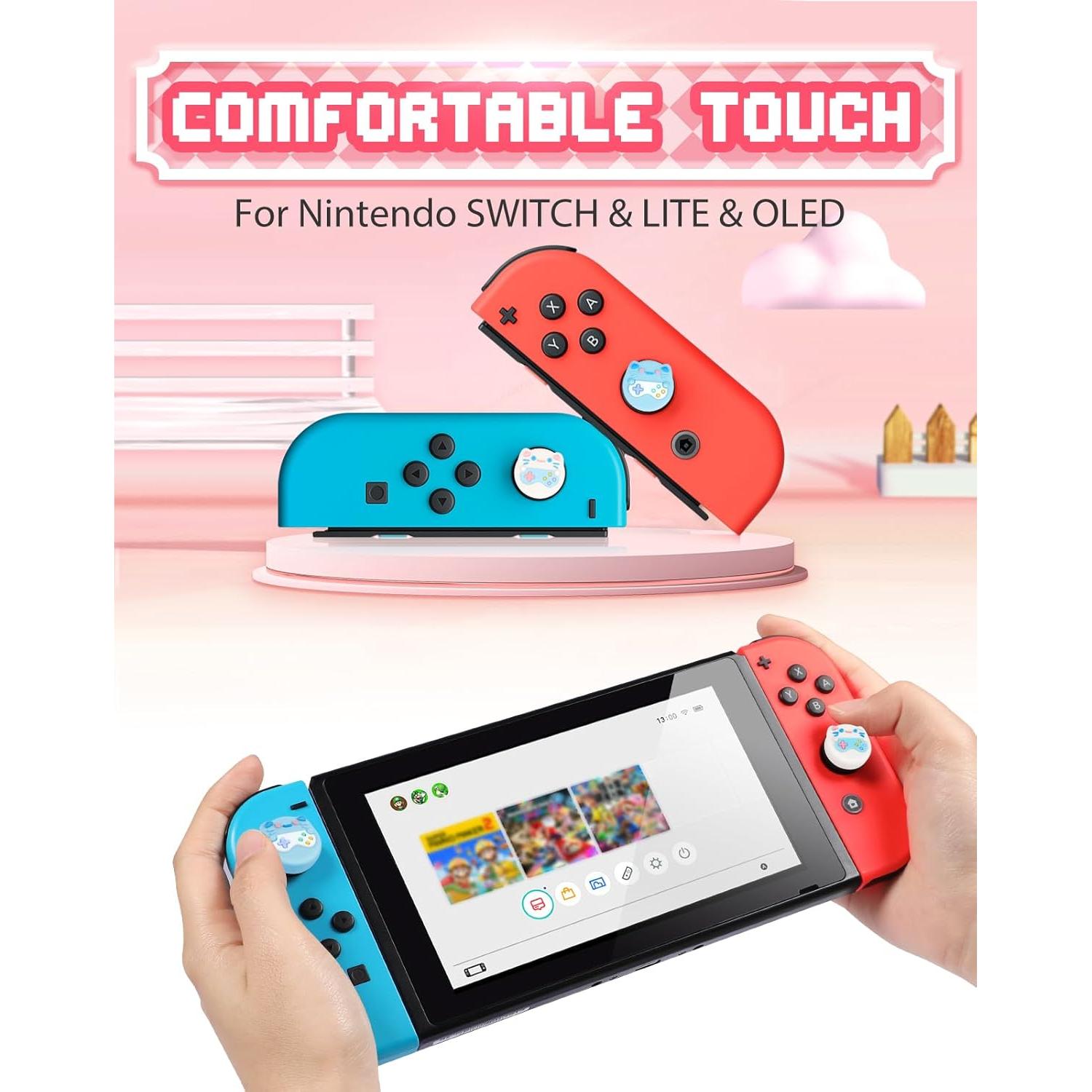 4 Tapas de Pulgar Silicona Gato Lotadilo para Nintendo Switch