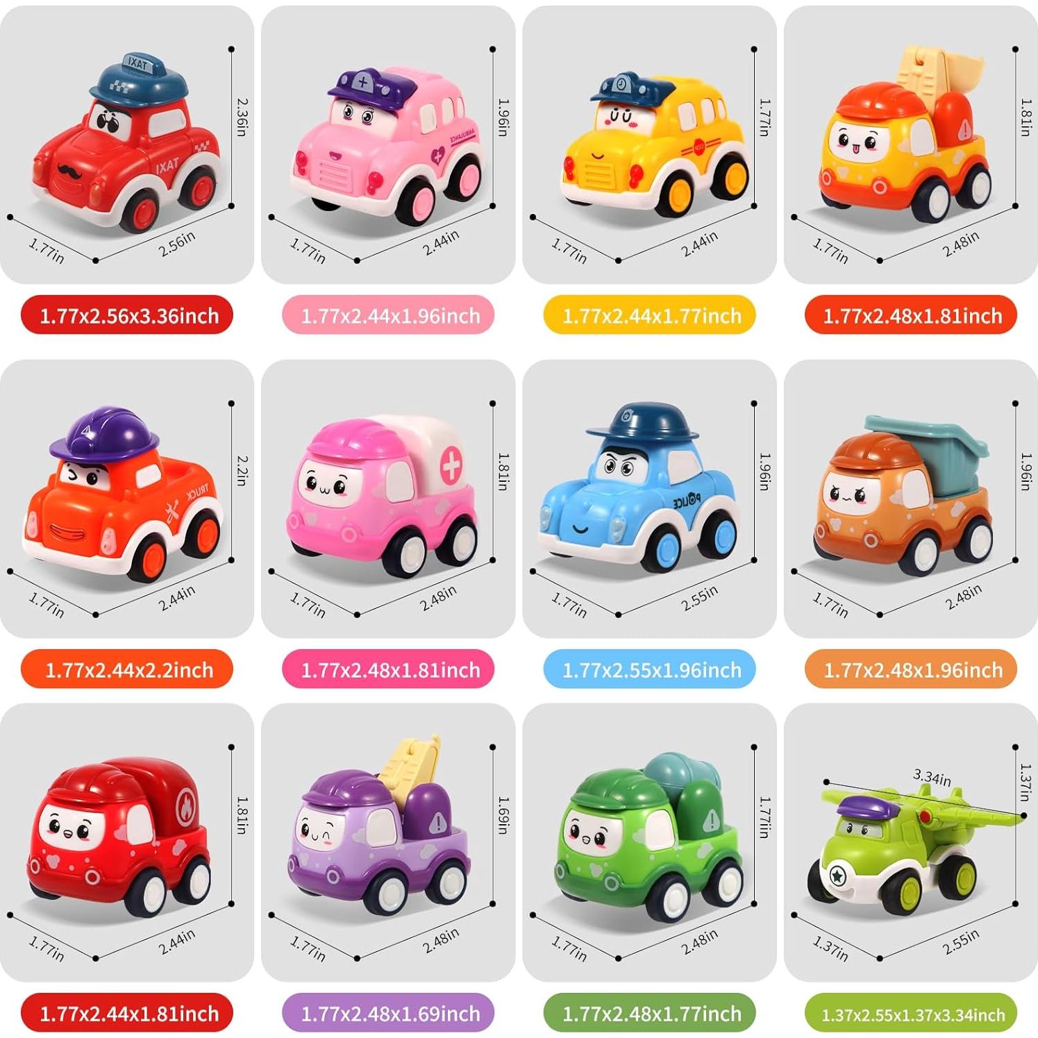 Juego de 12 Coches de Retroceso TGXLAK para Niños 1-3 Años