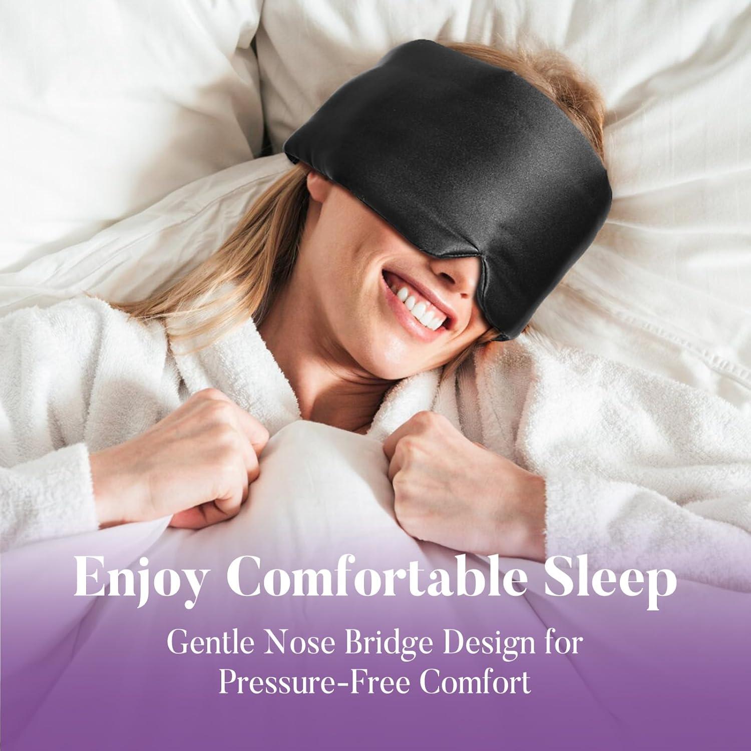 Máscara para dormir ajustable Okaydot - Seda negra 100% bloqueadora de luz