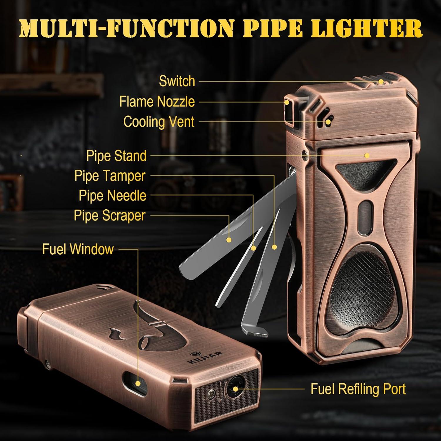 Encendedor de Pipa KEJIAR 4 en 1 Recargable Butano Bronce