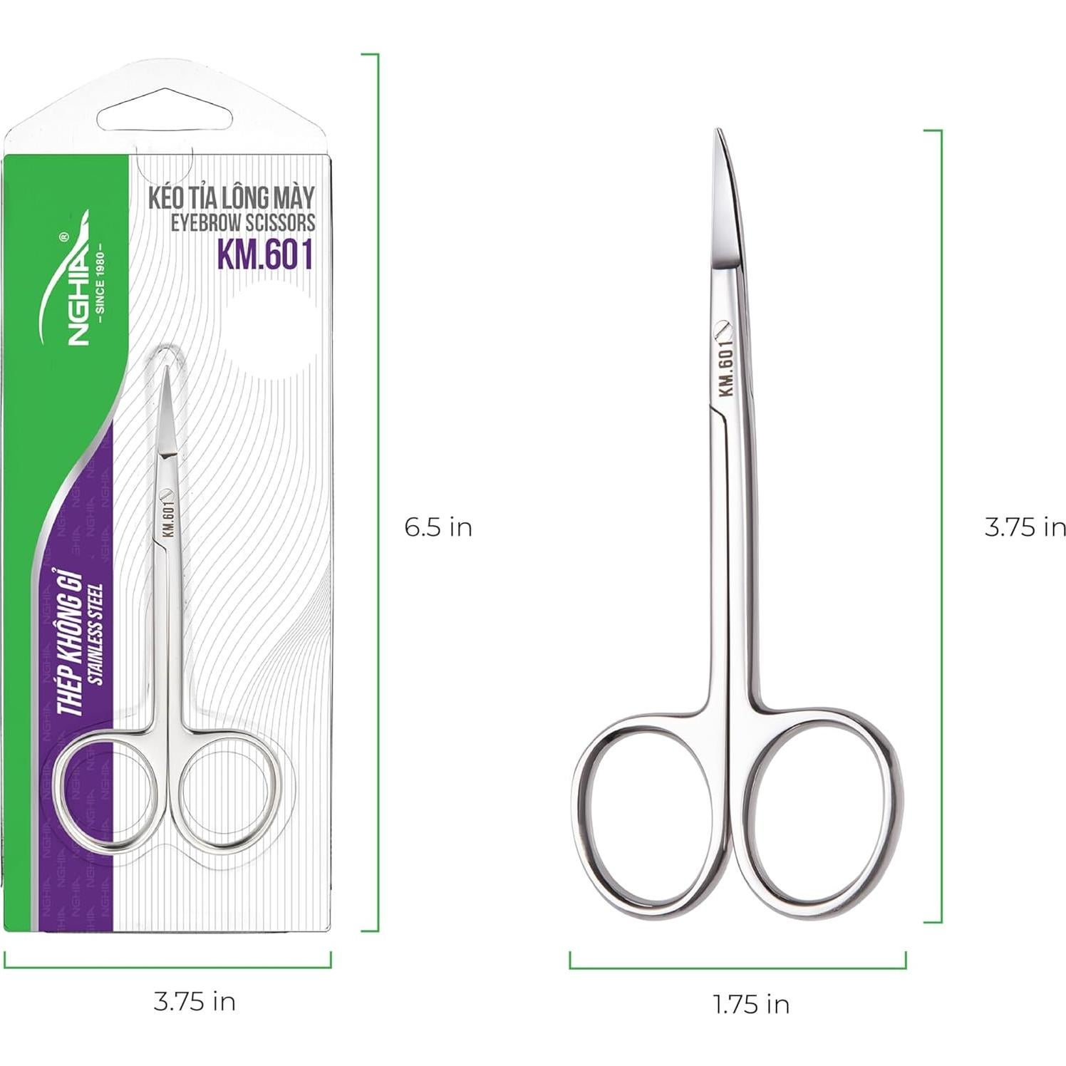 Tijeras Curvadas de Acero Inoxidable NGHIA KM-601 para Vello Facial