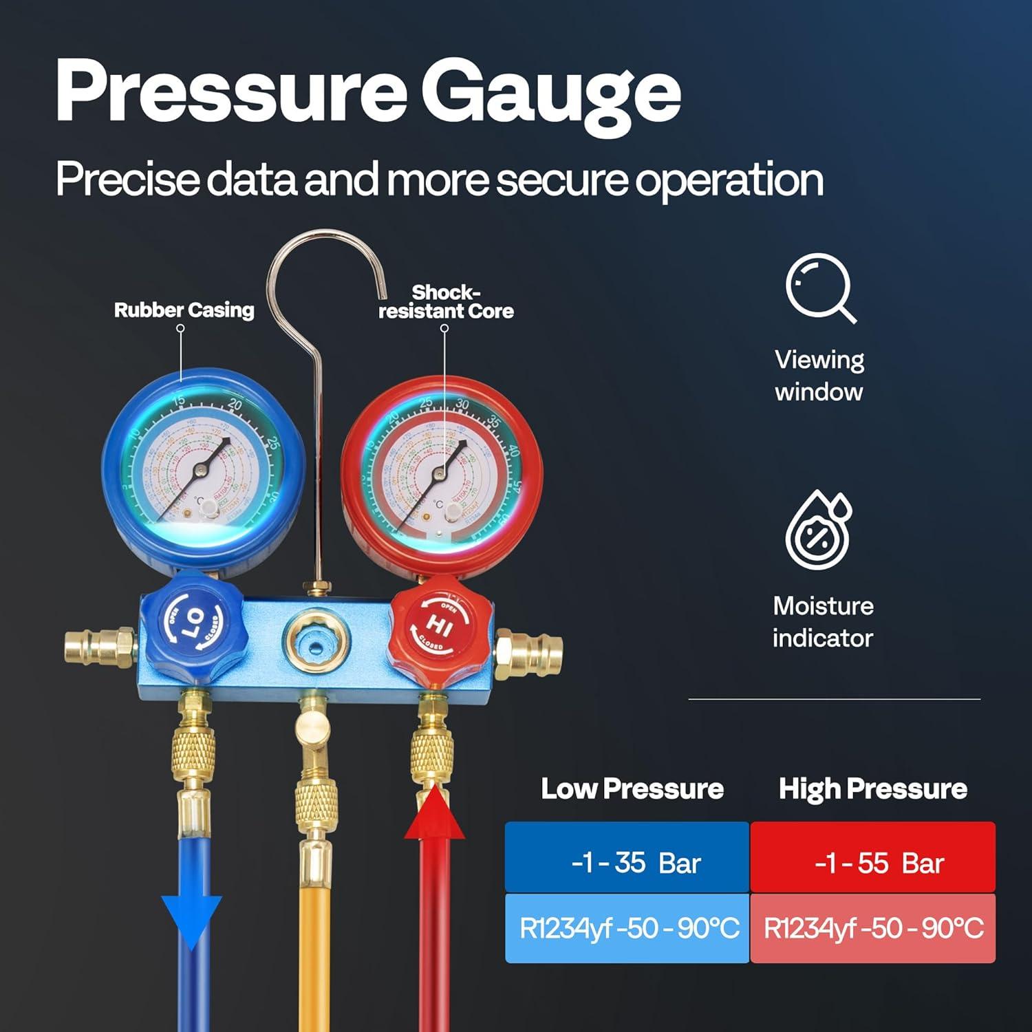 Bomba de Vacío VIVOHOME 1/3HP 4.5CFM y Manómetro A/C