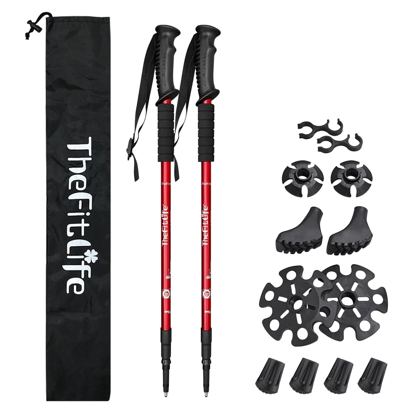 Bastones de Senderismo TheFitLife - Antichoque, Plegables, 135 cm