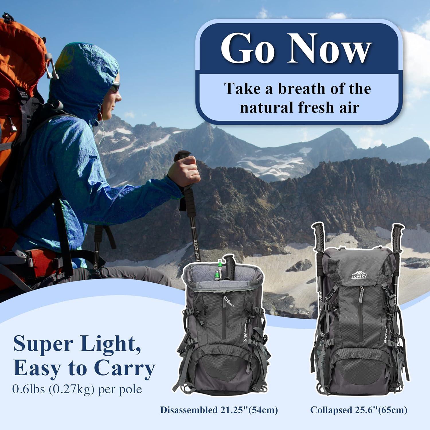 Bastones de Senderismo TheFitLife - Antichoque, Plegables, 135 cm