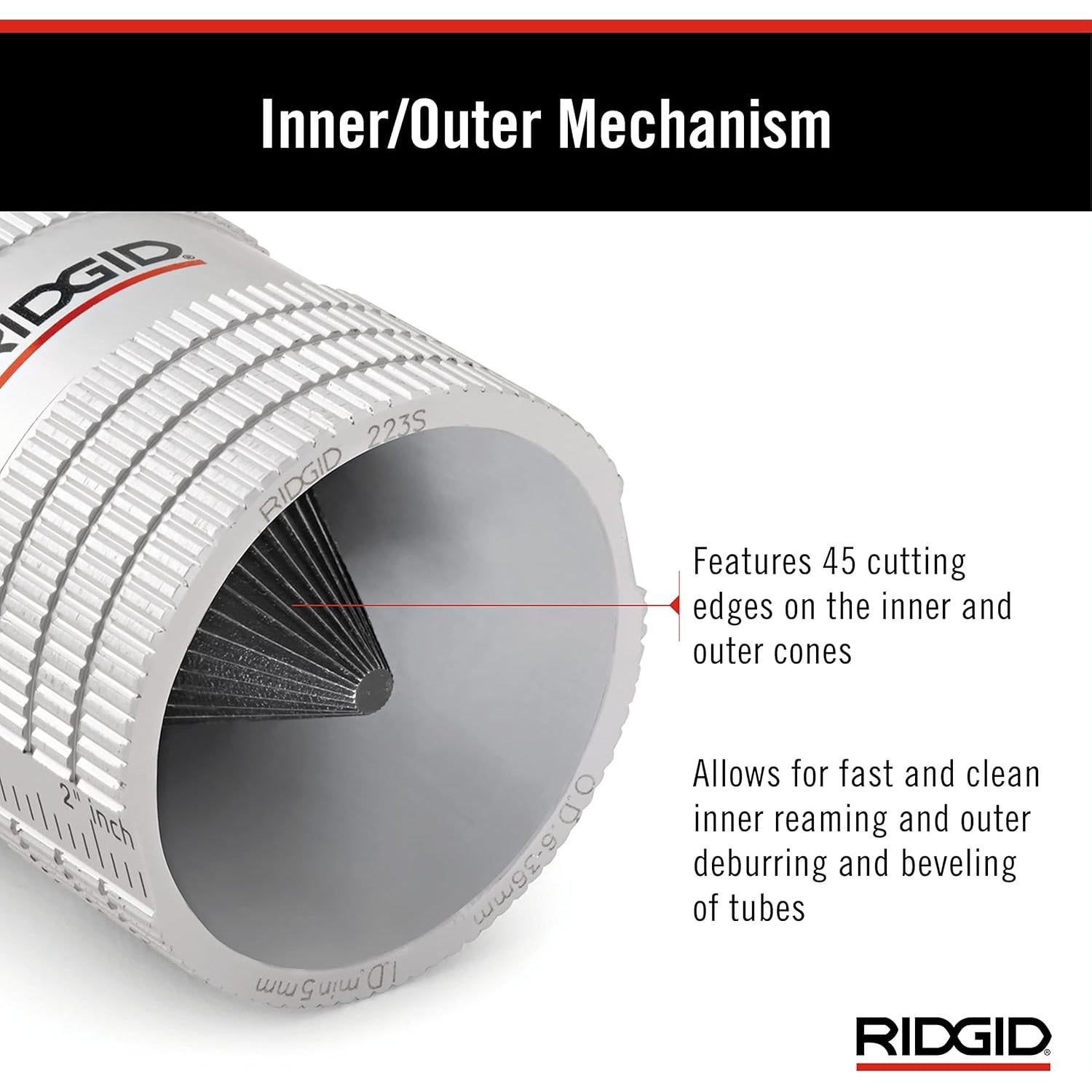 Reamer RIDGID 223S 6.35 a 31.75 mm para Tubos de Cobre y Acero