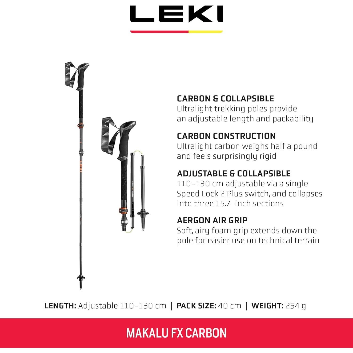 Bastones de Senderismo LEKI Makalu FX Carbon Plegables 110-130 cm