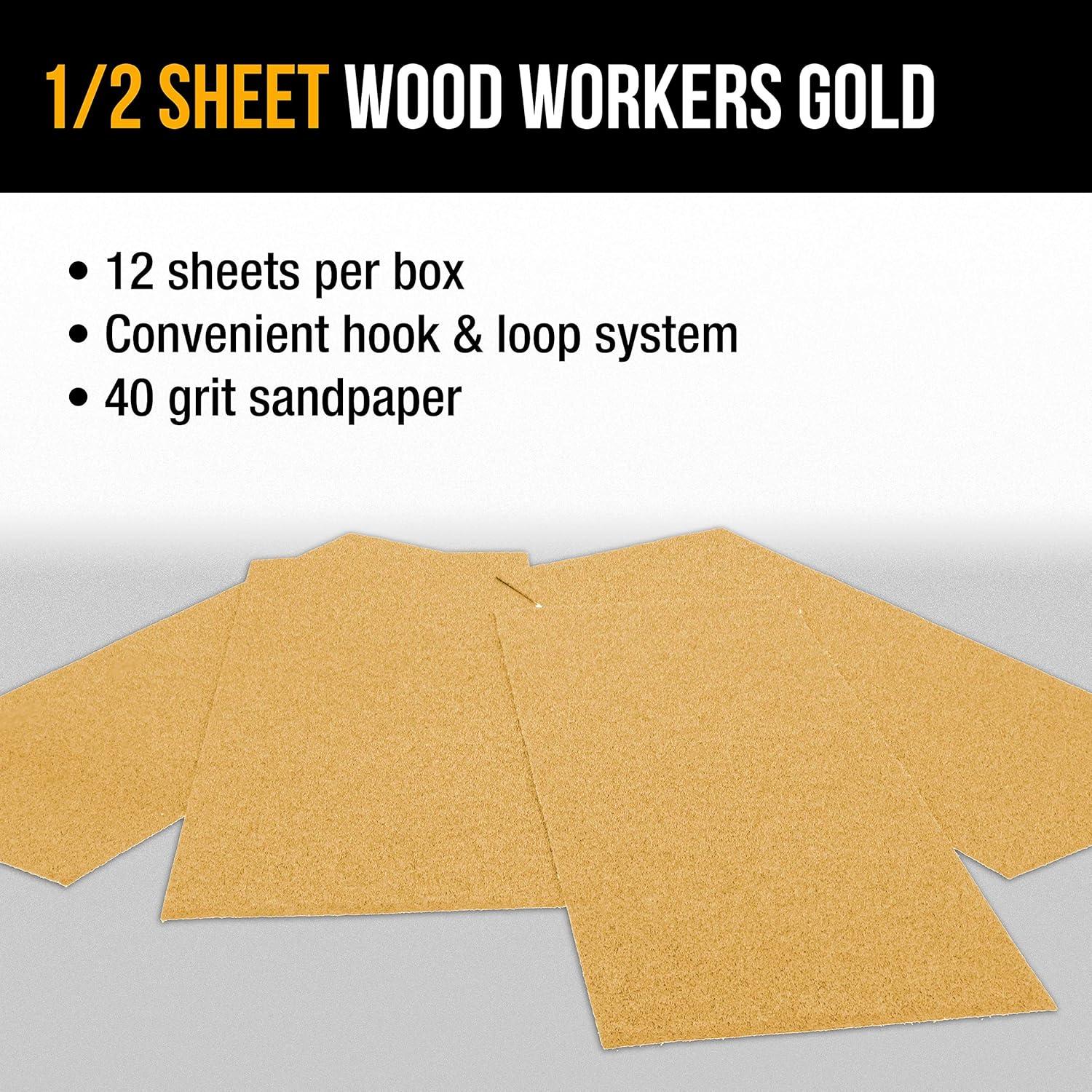 Papel de Lija Dura-Gold Grano 40 Dorado 12 Hojas 11.4x27.9cm