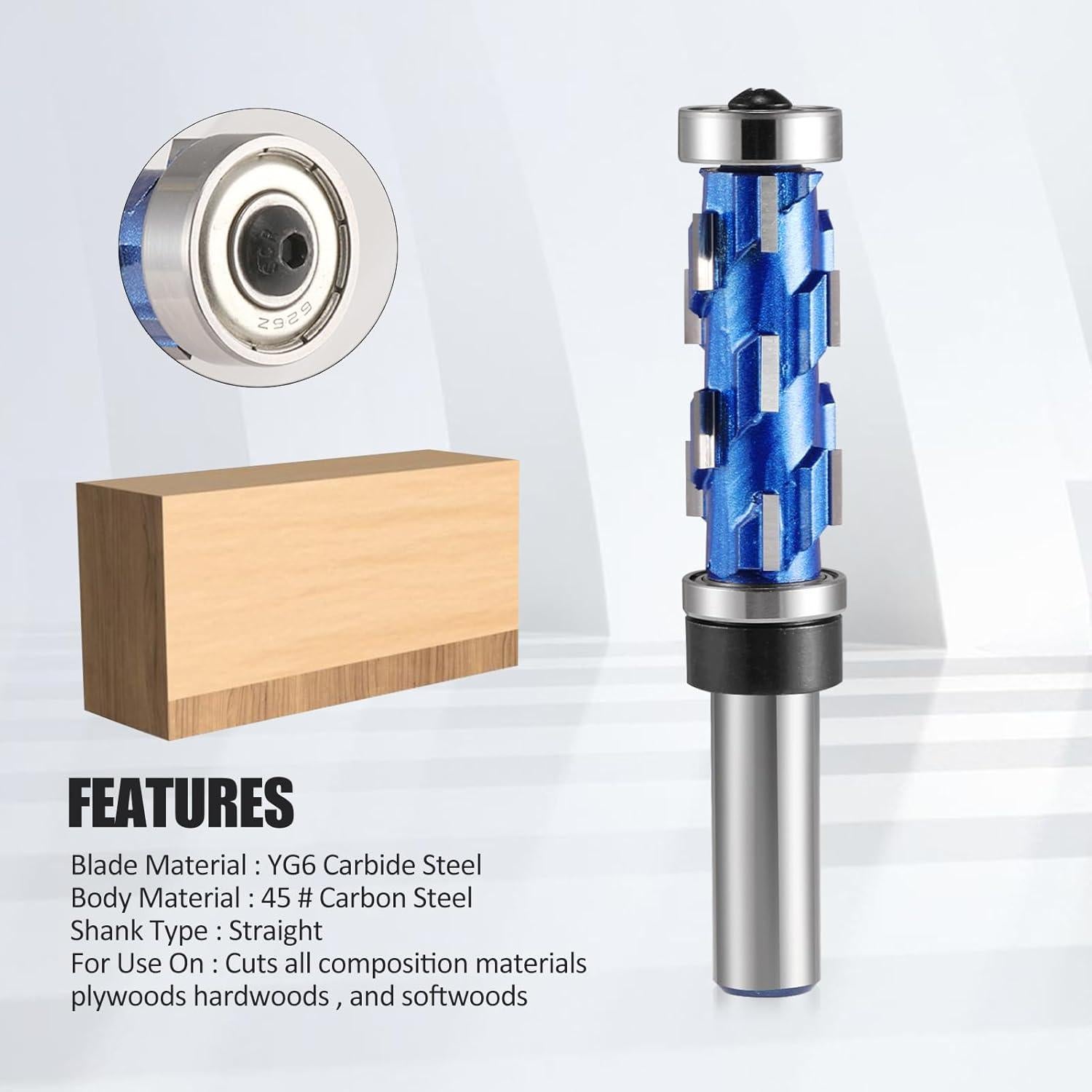 Fresa de Recorte Flush 12 mm Vástago HOZLY 12 Filos 19 mm