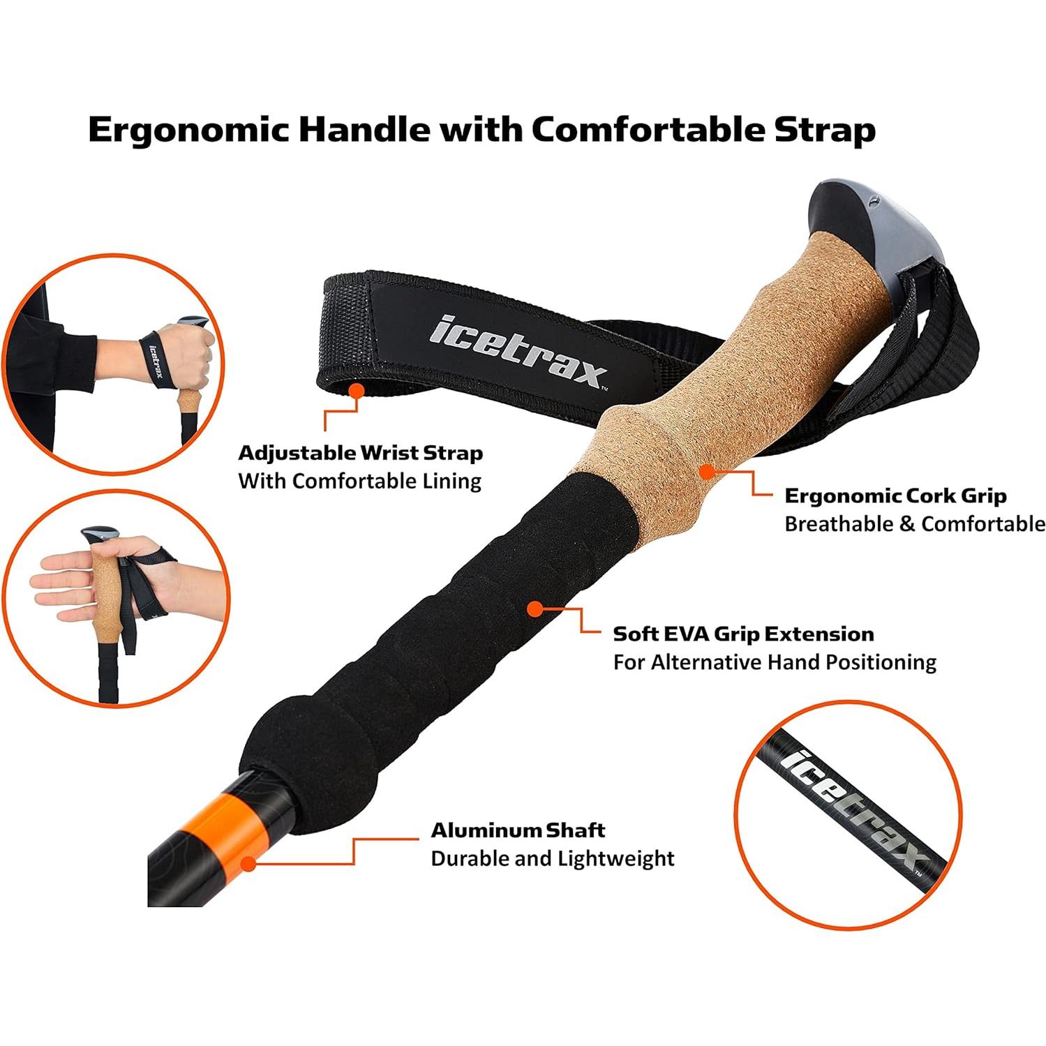 Bastones de Senderismo ICETRAX Ajustables y Plegables