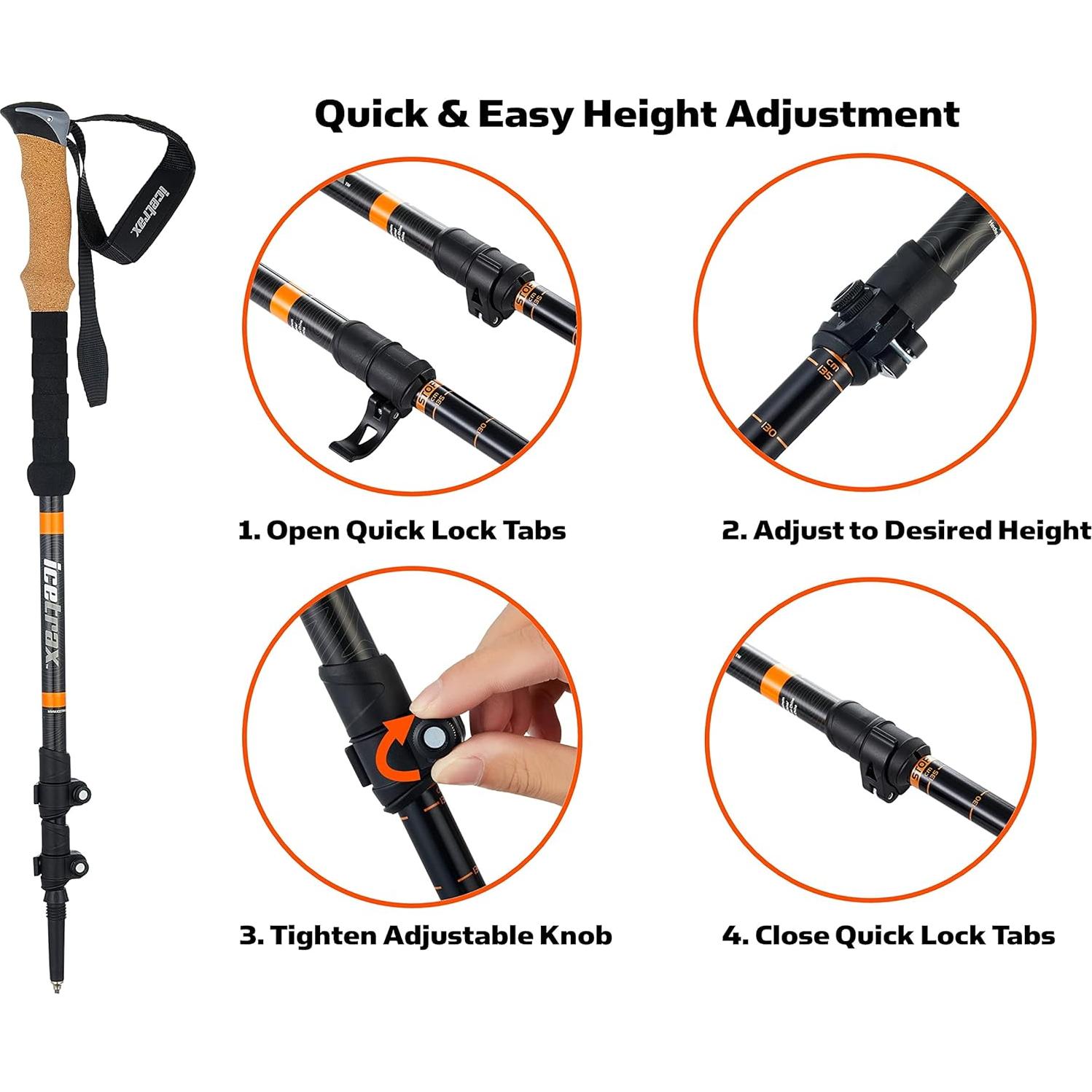 Bastones de Senderismo ICETRAX Ajustables y Plegables