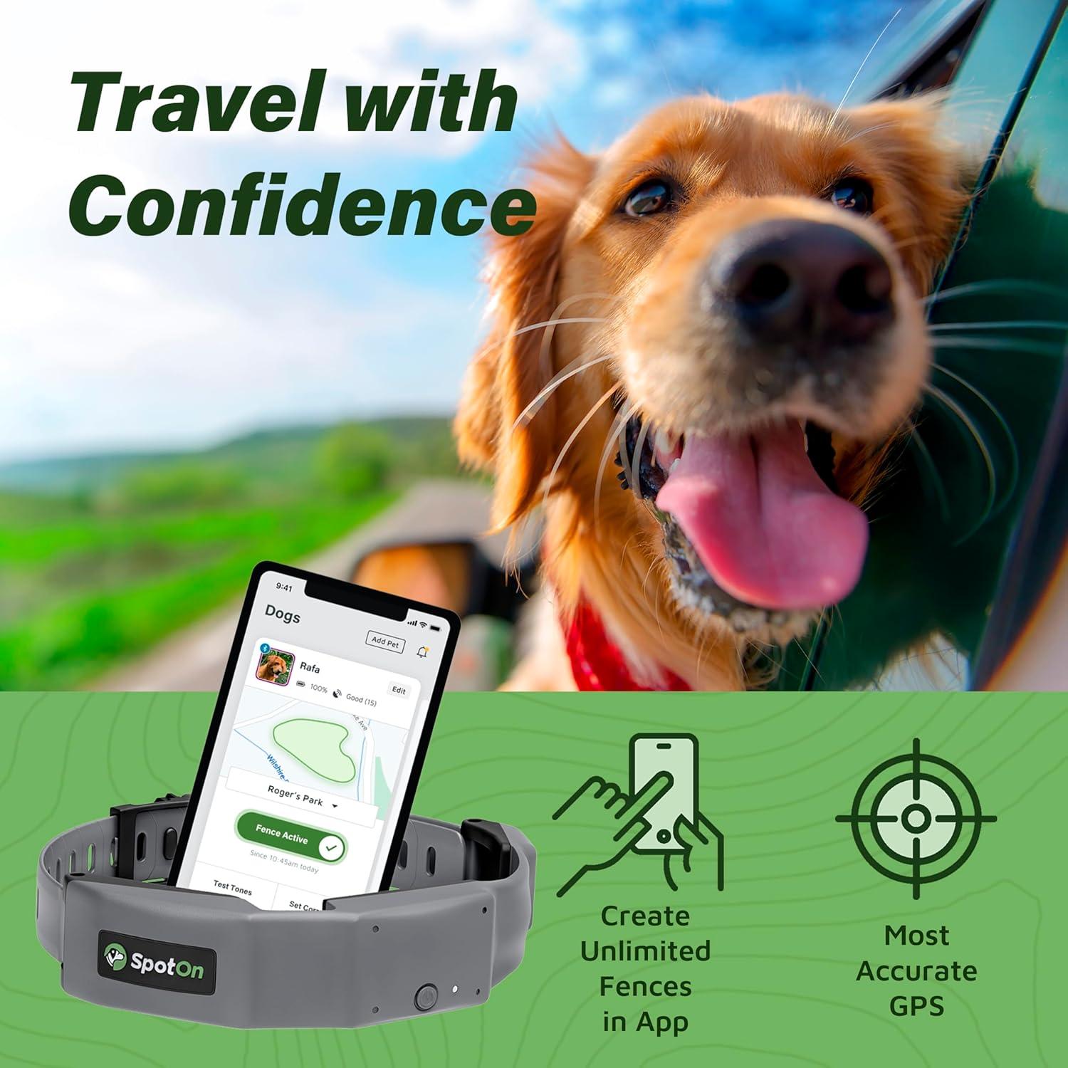 Collar GPS SpotOn para Perros Grande, Impermeable y Preciso