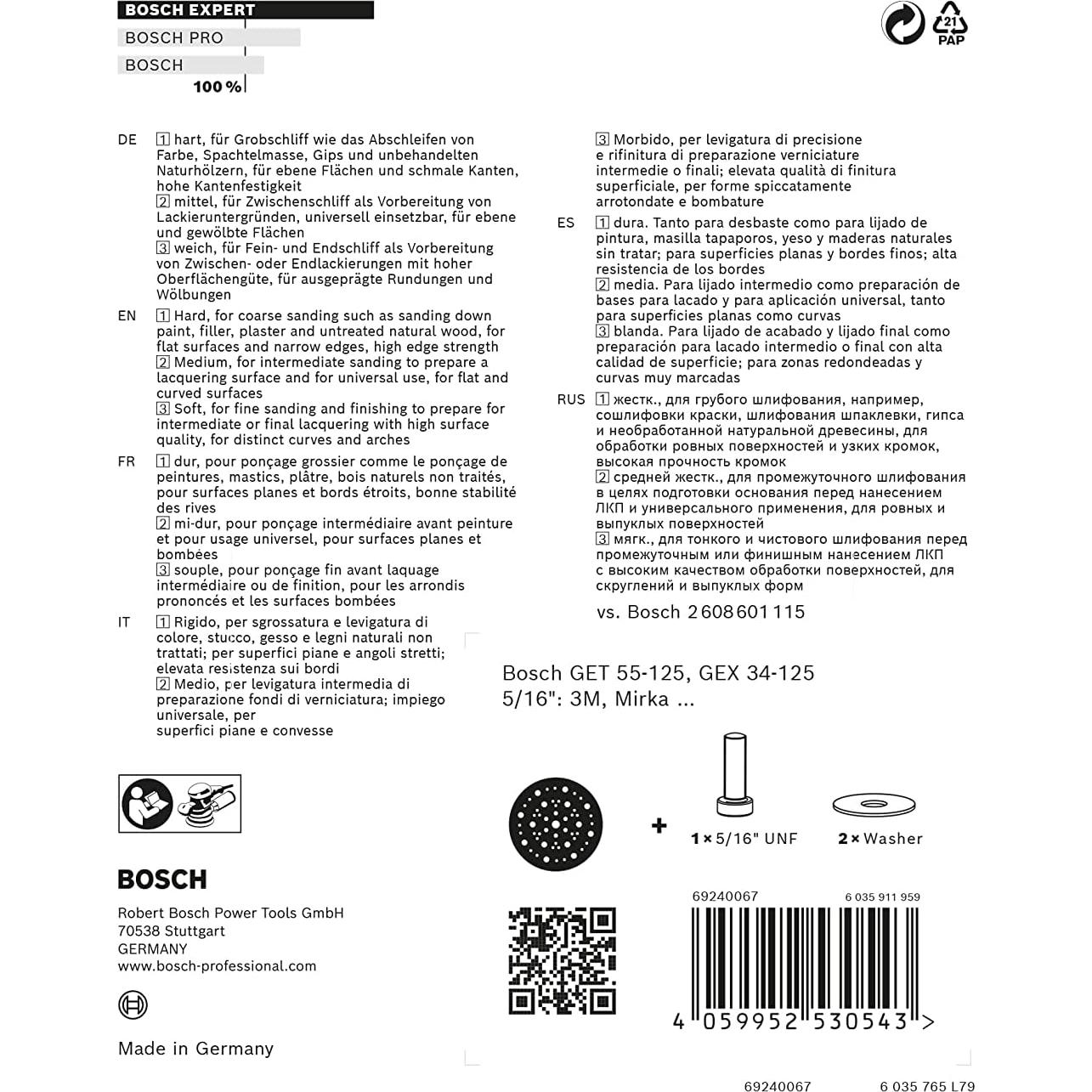 Respaldo Multihole Expert Bosch 125 mm Media para Lijadoras