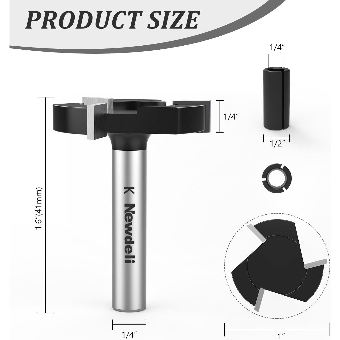 Fresa de Superficie CNC Newdeli 1" Diámetro 3 Alas 1/4" Vástago