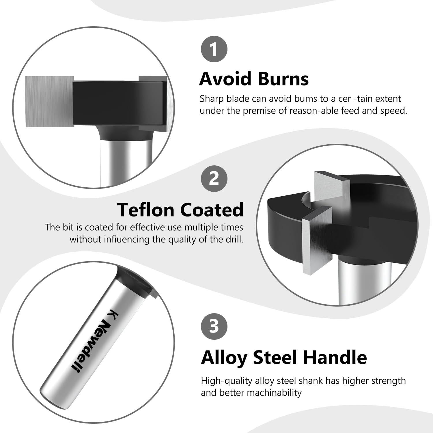 Fresa de Superficie CNC Newdeli 1" Diámetro 3 Alas 1/4" Vástago