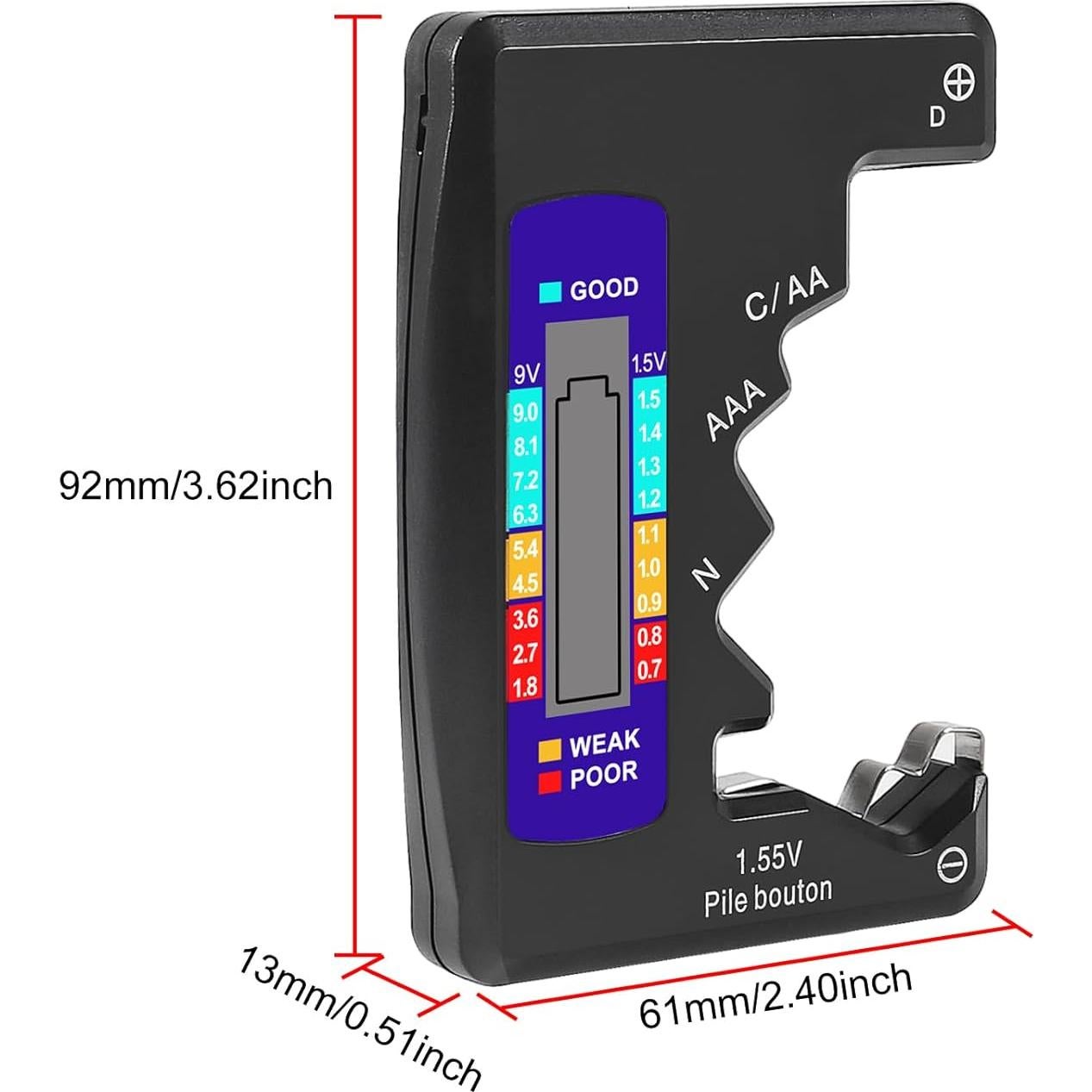 2PACK Probador de Baterías UMLIFE BT-886 1.5V y 9V