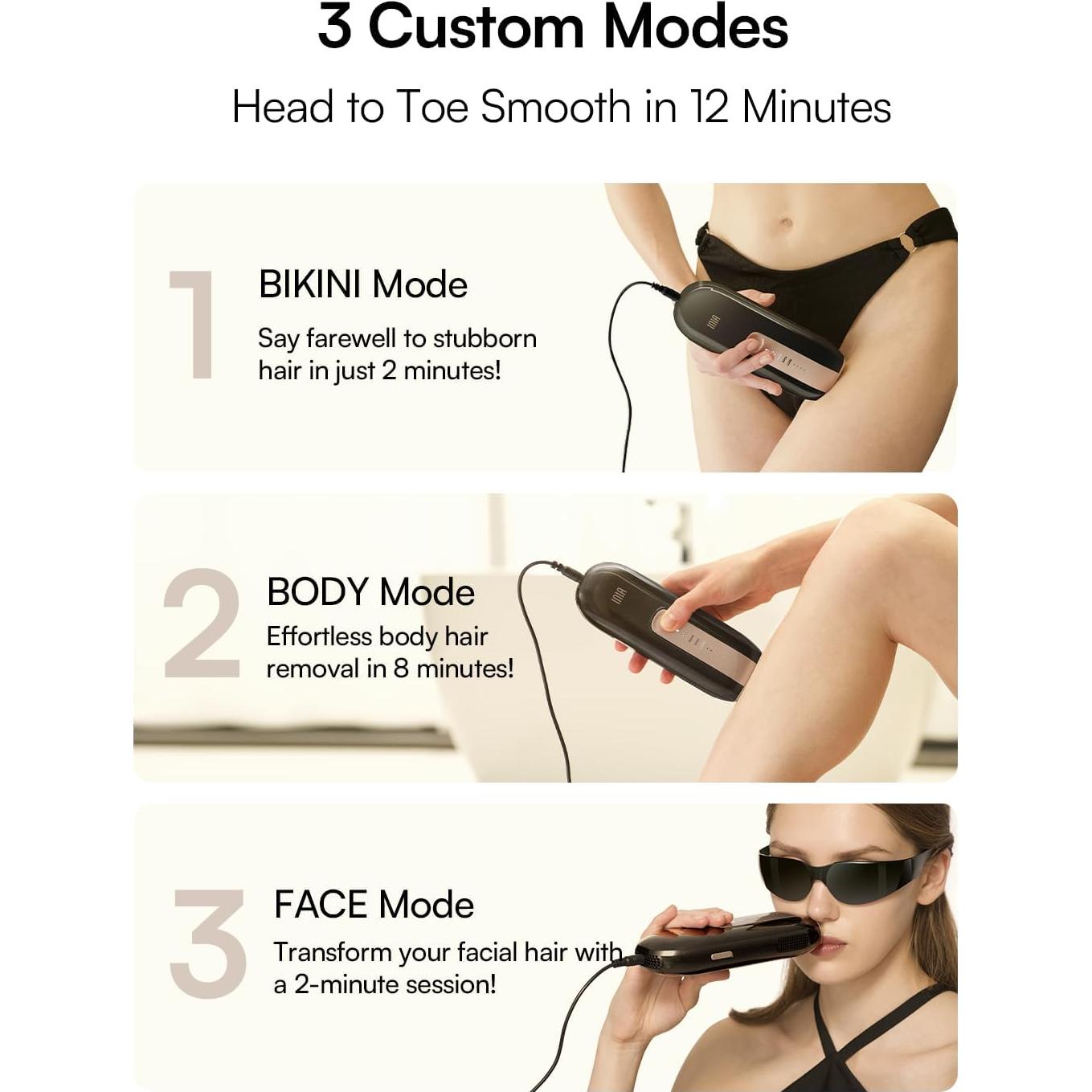 Depiladora Láser IPL INIA D-1198 para Cuerpo y Cara - Negro