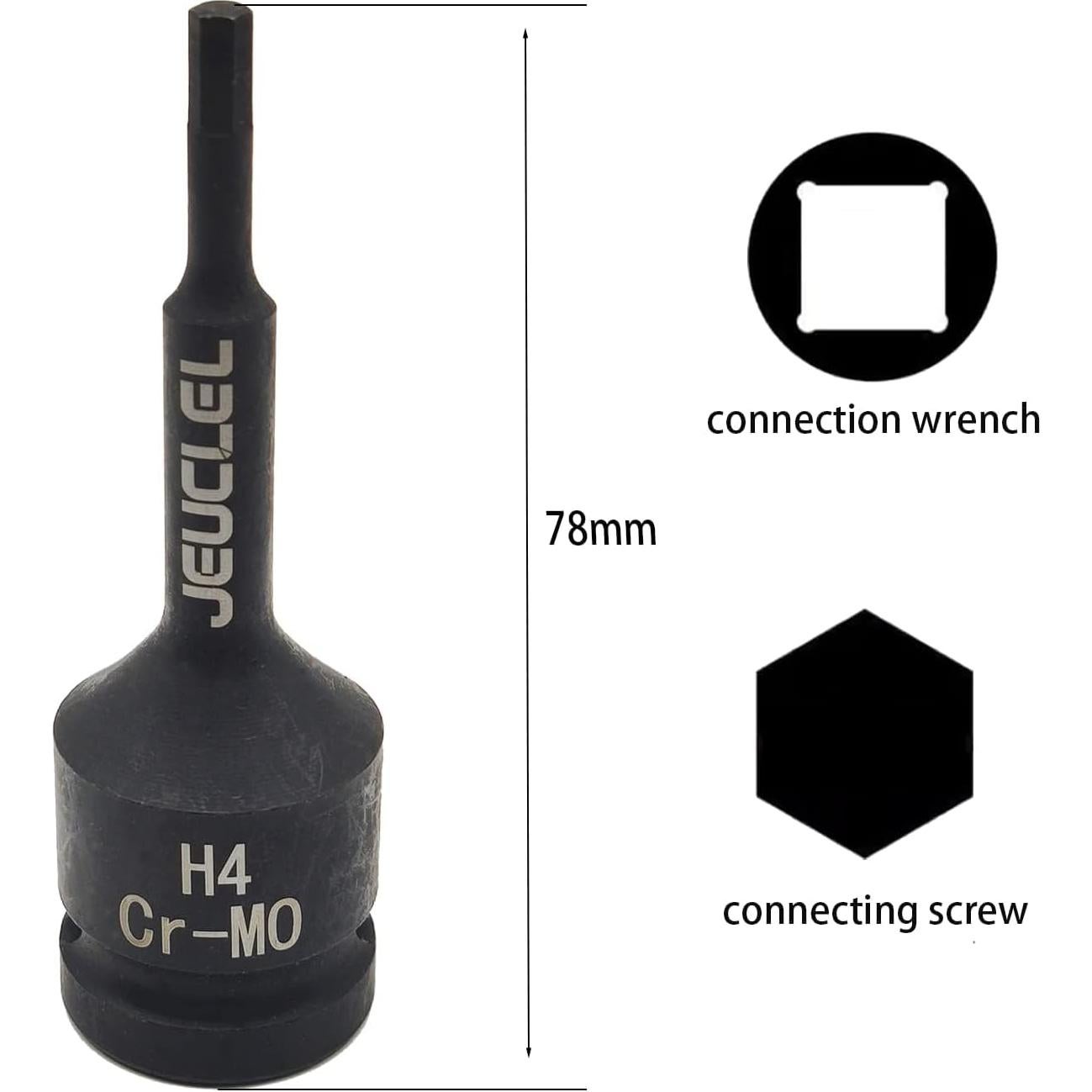Socket de Impacto Hexagonal 4mm JEUCLEL 1/2" Cr-Mo
