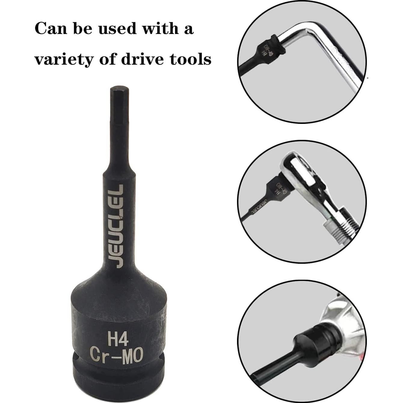 Socket de Impacto Hexagonal 4mm JEUCLEL 1/2" Cr-Mo