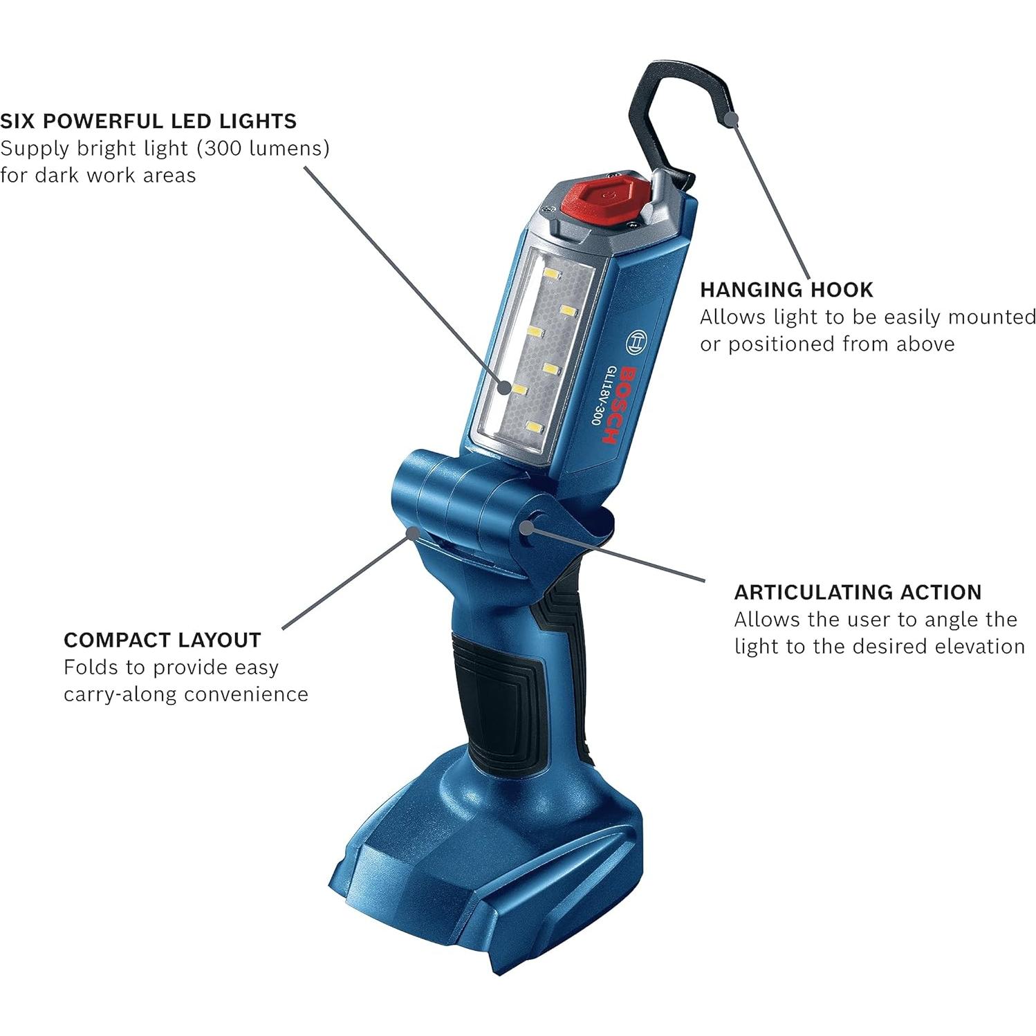 Lámpara de Trabajo LED Articulada Bosch GLI18V-300N 18V