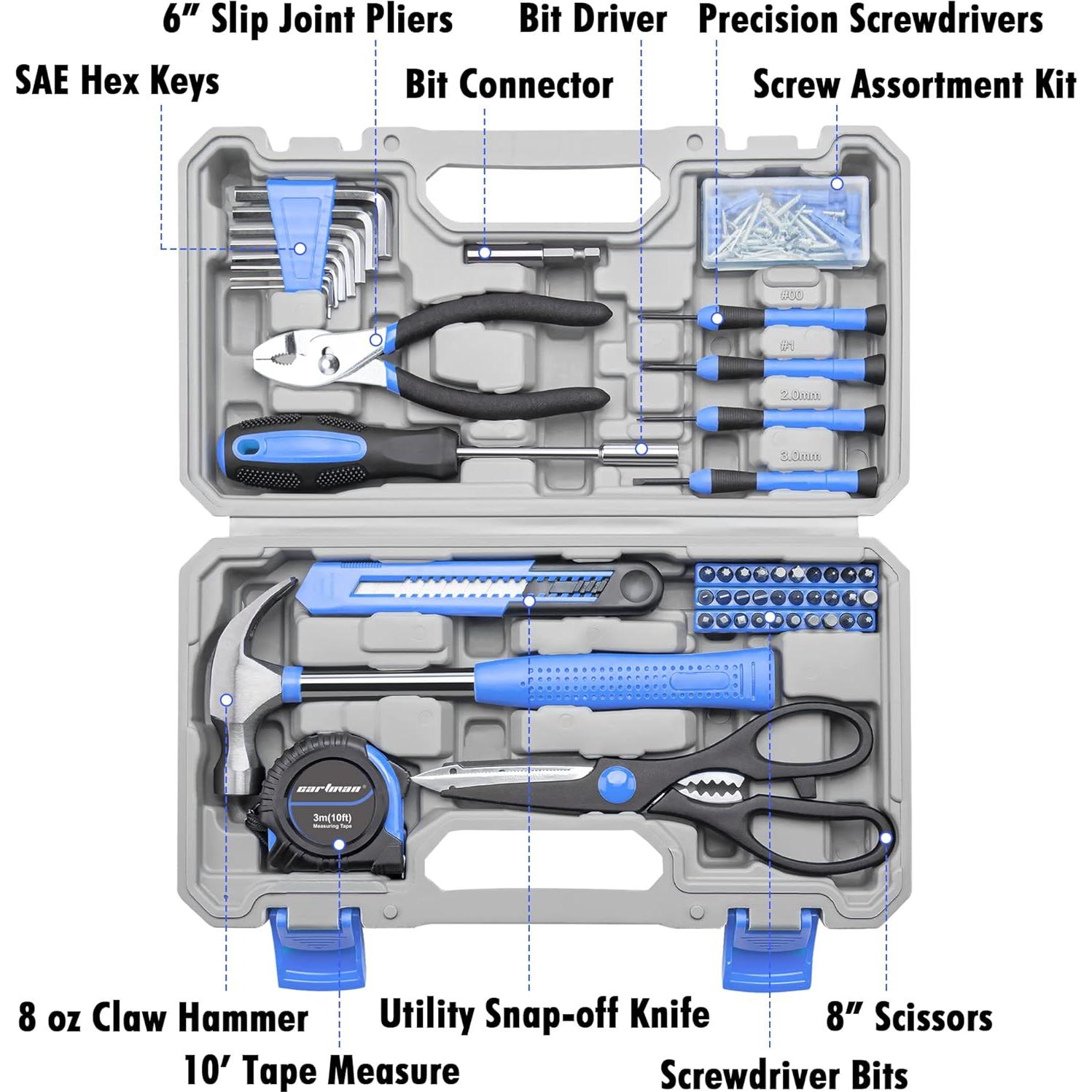 Kit de Herramientas Manuales CARTMAN 126 Piezas con Estuche Azul