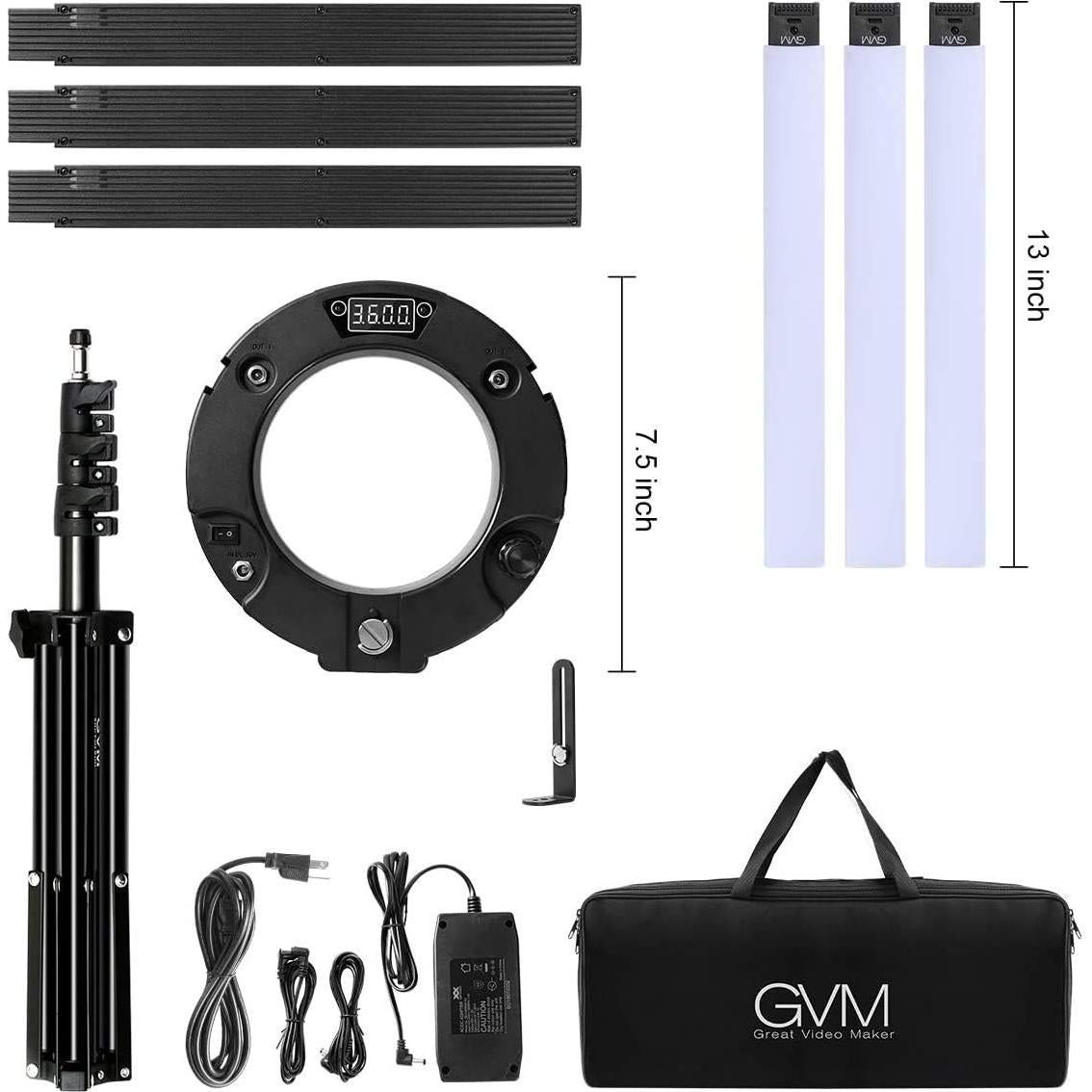 Kit de Luz de Anillo LED GVM 600S 90W Regulable 3200K-5600K